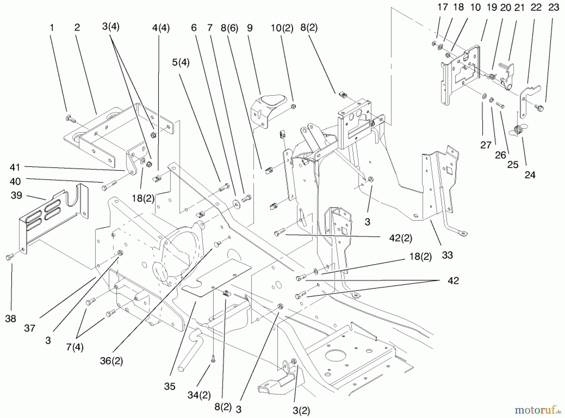 Toro Neu Mowers, Lawn & Garden Tractor Seite 1 73541 (520xi) - Toro 520xi Garden Tractor, 1998 (8900001-8999999) STEERING TOWER AND FUEL TANK ASSEMBLY
