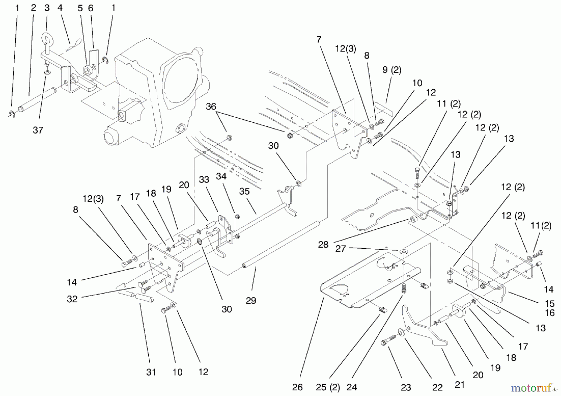 Toro Neu Mowers, Lawn & Garden Tractor Seite 1 73542 (520xi) - Toro 520xi Garden Tractor, 1999 (9900001-9999999) ATTACH-A-MATIC & HITCH ASSEMBLY