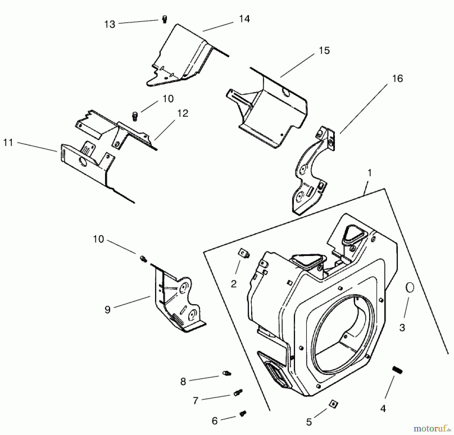  Toro Neu Mowers, Lawn & Garden Tractor Seite 1 73542 (520xi) - Toro 520xi Garden Tractor, 2000 (000000001-000999999) GROUP 6-BLOWER HOUSING & BAFFLES (MODEL 73471 ONLY)