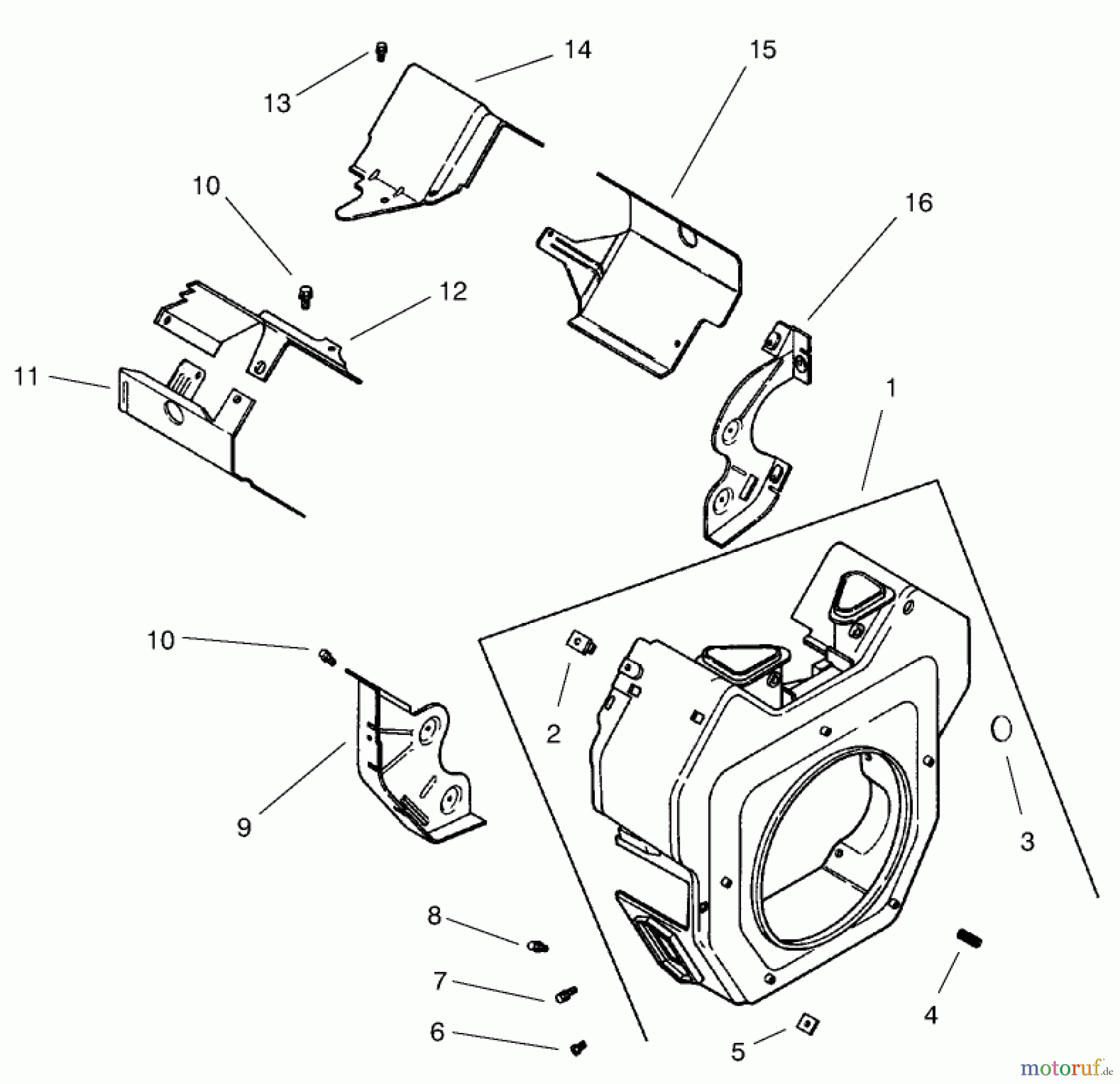 Toro Neu Mowers, Lawn & Garden Tractor Seite 1 73542 (520xi) - Toro 520xi Garden Tractor, 2000 (000000001-000999999) GROUP 6-BLOWER HOUSING & BAFFLES (MODEL 73542 & 73570)