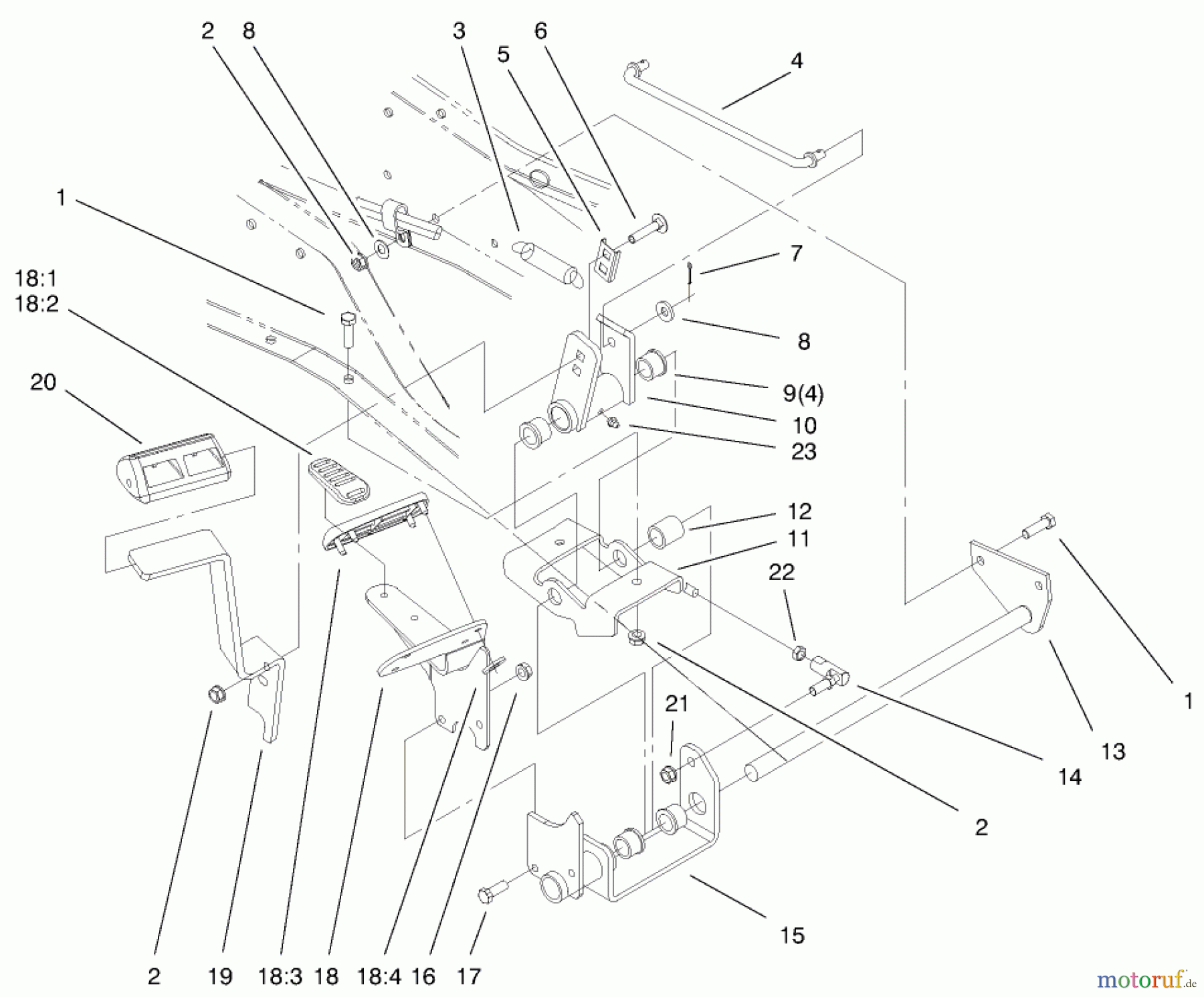 Toro Neu Mowers, Lawn & Garden Tractor Seite 1 73542 (520xi) - Toro 520xi Garden Tractor, 2000 (000000001-000999999) HYDRO CONTROLS ASSEMBLY