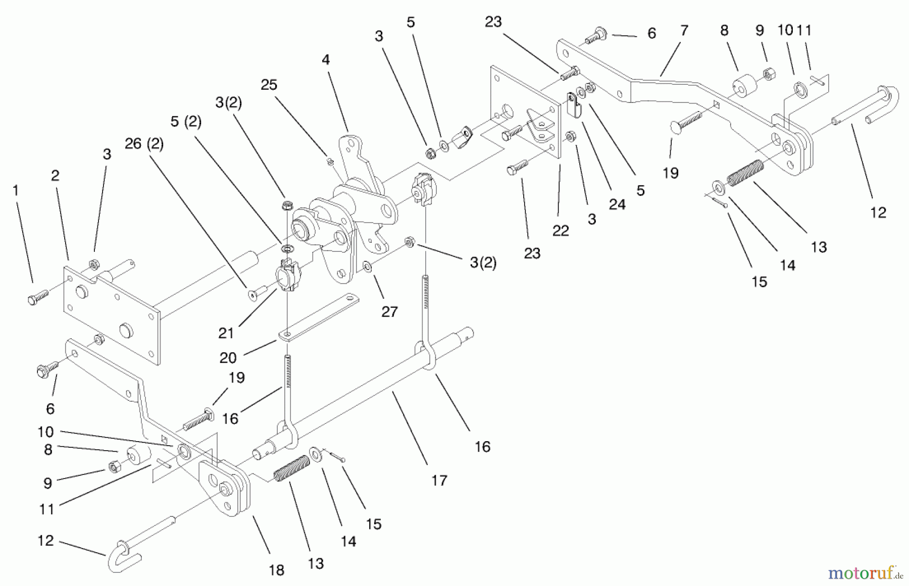 Toro Neu Mowers, Lawn & Garden Tractor Seite 1 73542 (520xi) - Toro 520xi Garden Tractor, 2000 (000000001-000999999) LOWER HYDRO LIFT ASSEMBLY