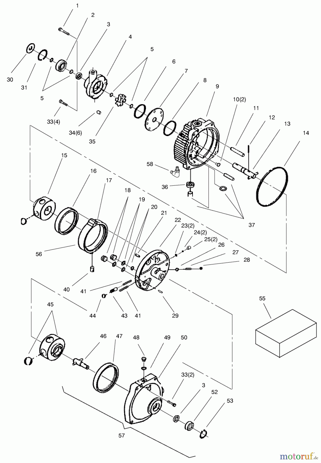 Toro Neu Mowers, Lawn & Garden Tractor Seite 1 73542 (520xi) - Toro 520xi Garden Tractor, 1999 (9900001-9999999) TRANSMISSION ASSEMBLY