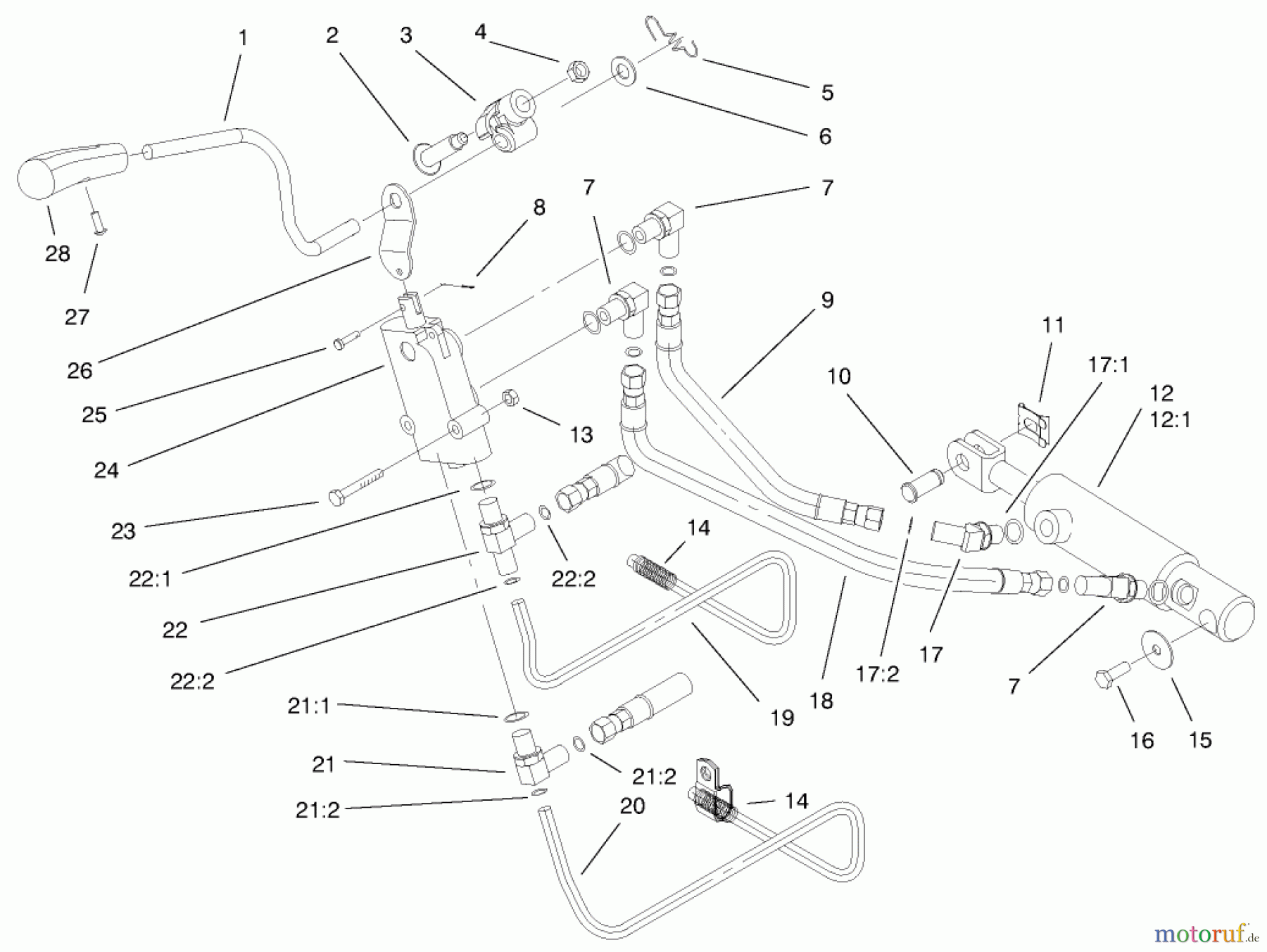 Toro Neu Mowers, Lawn & Garden Tractor Seite 1 73542 (520xi) - Toro 520xi Garden Tractor, 2000 (000000001-000999999) UPPER HYDRO LIFT ASSEMBLY