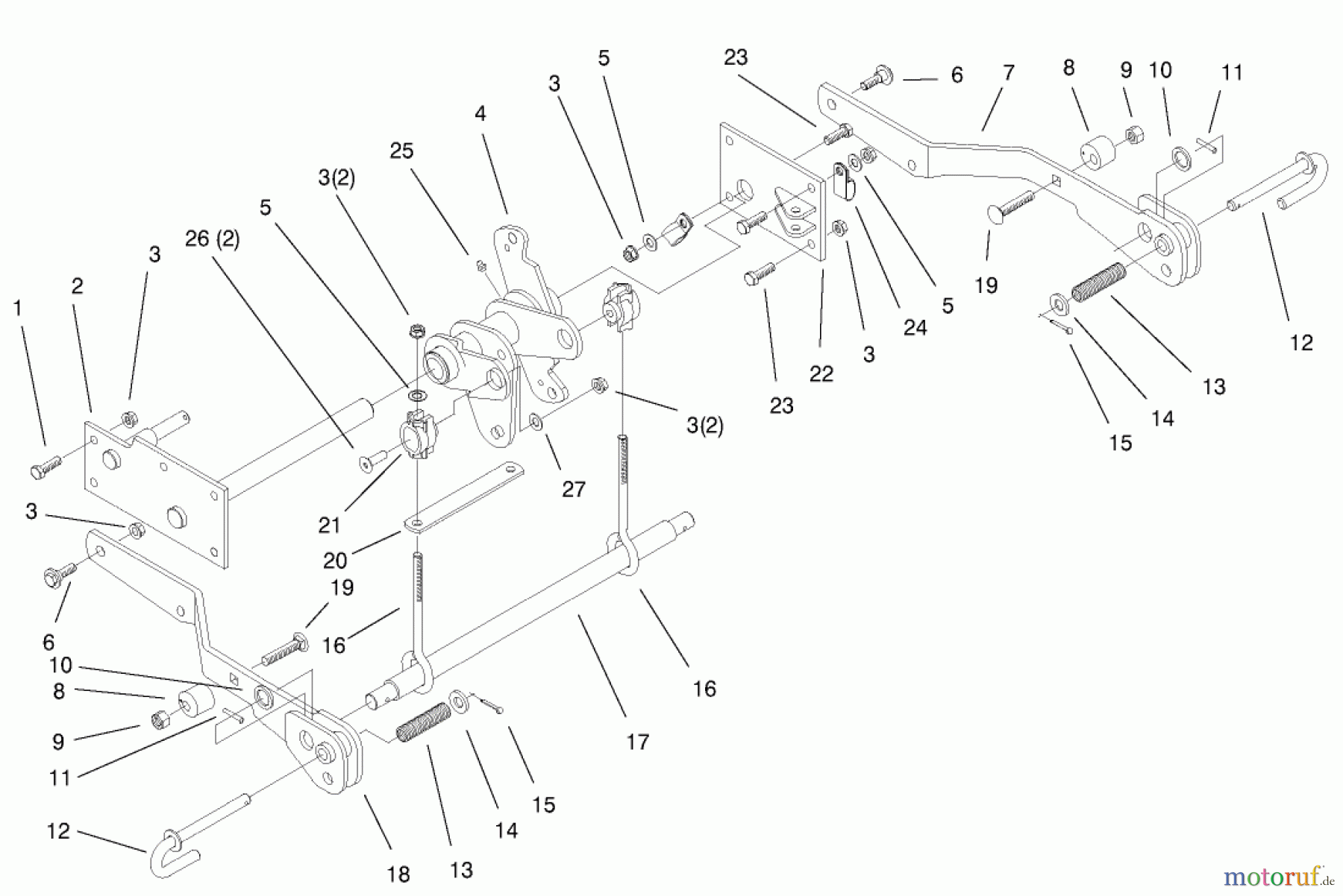  Toro Neu Mowers, Lawn & Garden Tractor Seite 1 73570 (520xi) - Toro 520xi Garden Tractor, 2000 (200000001-200999999) LOWER HYDRO LIFT ASSEMBLY