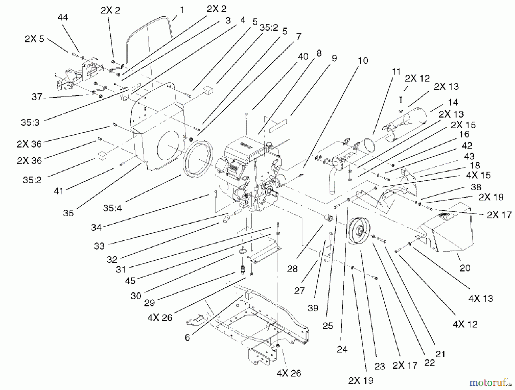 Toro Neu Mowers, Lawn & Garden Tractor Seite 1 73570 (520xi) - Toro 520xi Garden Tractor, 2002 (220000001-220999999) AIR COOLED ENGINE ASSEMBLY