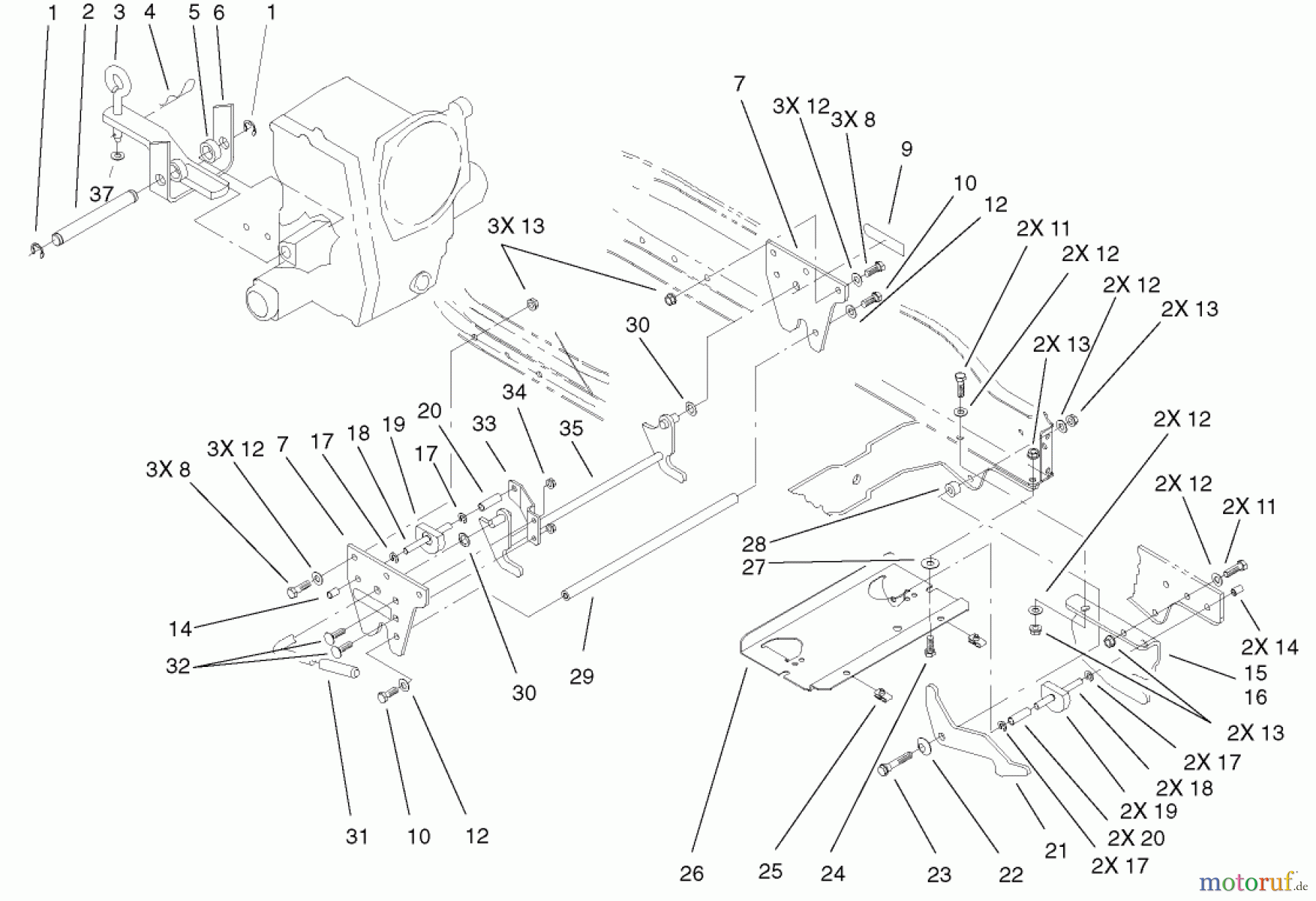 Toro Neu Mowers, Lawn & Garden Tractor Seite 1 73570 (520xi) - Toro 520xi Garden Tractor, 2002 (220000001-220999999) ATTACH-A-MATIC & HITCH ASSEMBLY