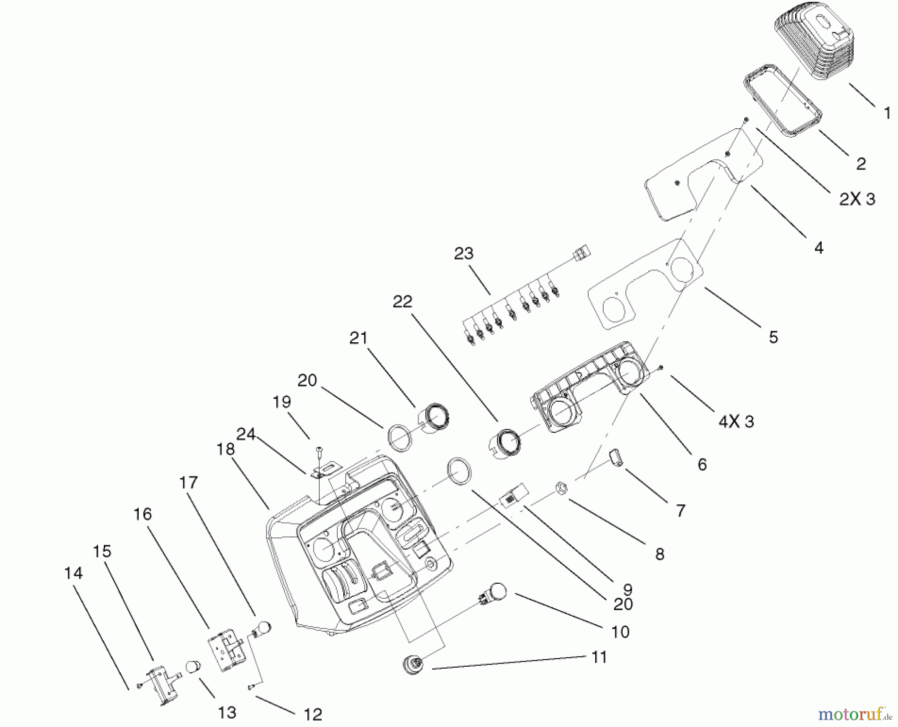 Toro Neu Mowers, Lawn & Garden Tractor Seite 1 73570 (520xi) - Toro 520xi Garden Tractor, 2002 (220000001-220999999) DASH ASSEMBLY