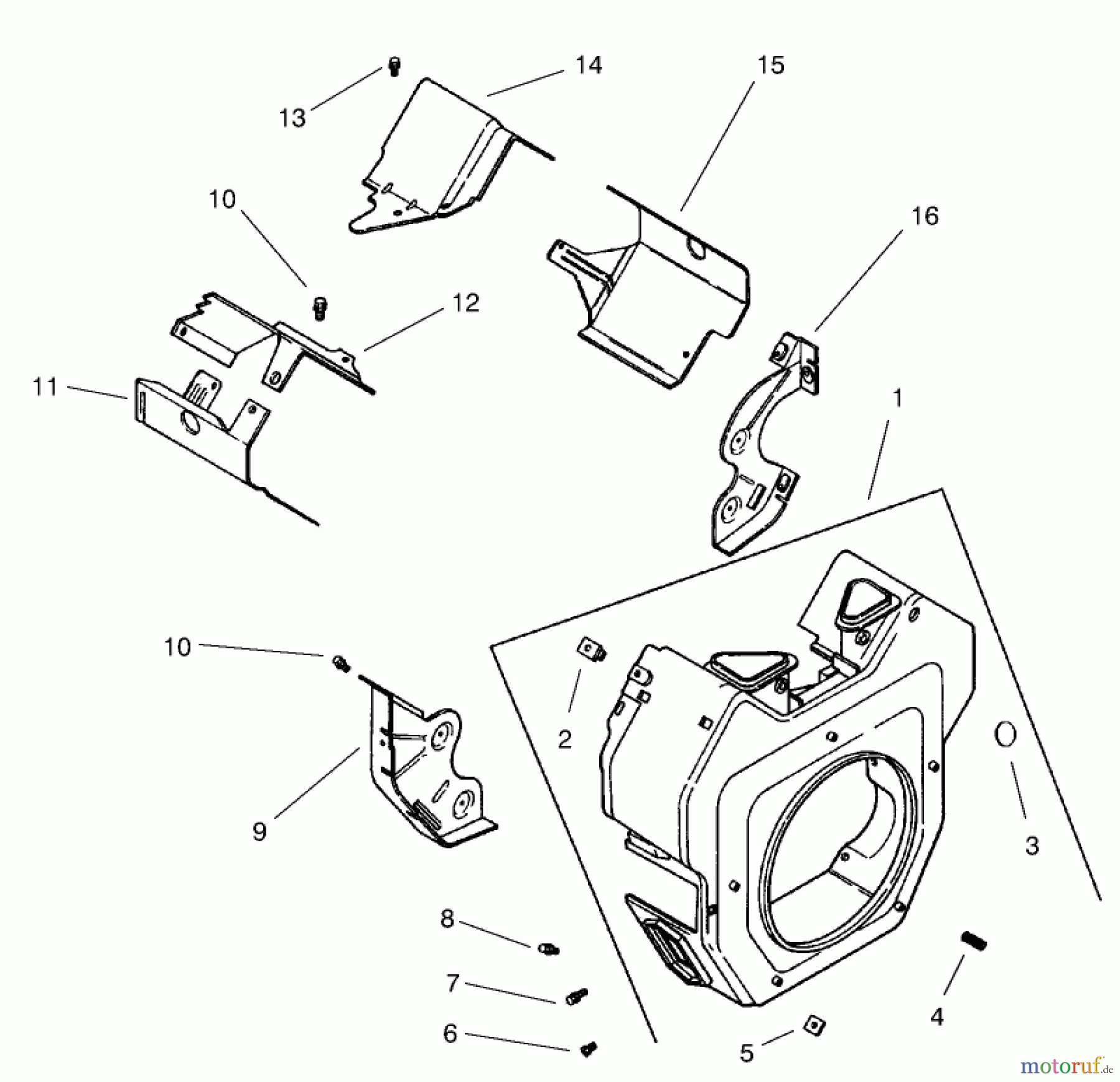 Toro Neu Mowers, Lawn & Garden Tractor Seite 1 73570 (520xi) - Toro 520xi Garden Tractor, 2002 (220000001-220999999) GROUP 6-BLOWER HOUSING & BAFFLES (MODEL 73542 & 73570)