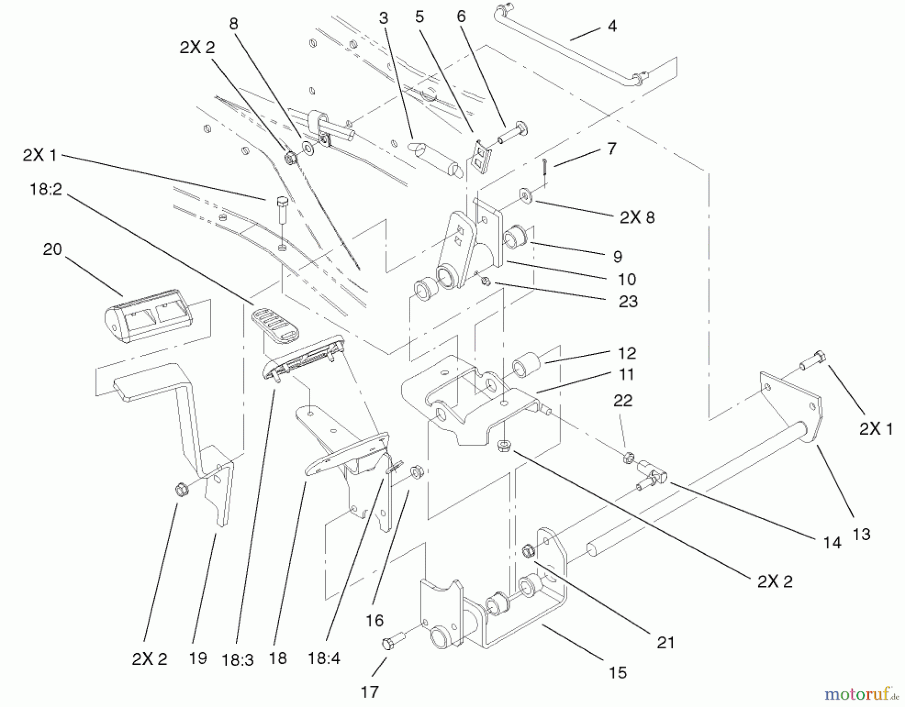 Toro Neu Mowers, Lawn & Garden Tractor Seite 1 73542 (520xi) - Toro 520xi Garden Tractor, 2001 (210000001-210999999) HYDRO CONTROLS ASSEMBLY