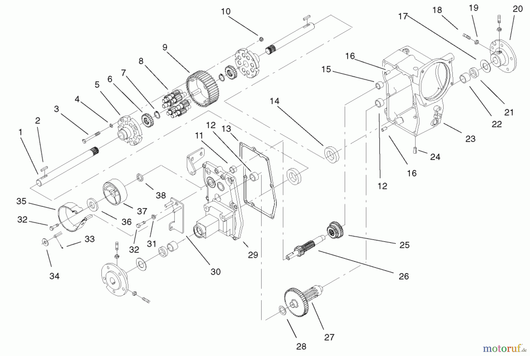 Toro Neu Mowers, Lawn & Garden Tractor Seite 1 73570 (520xi) - Toro 520xi Garden Tractor, 2002 (220000001-220999999) HYDRO TRANSAXLE ASSEMBLY