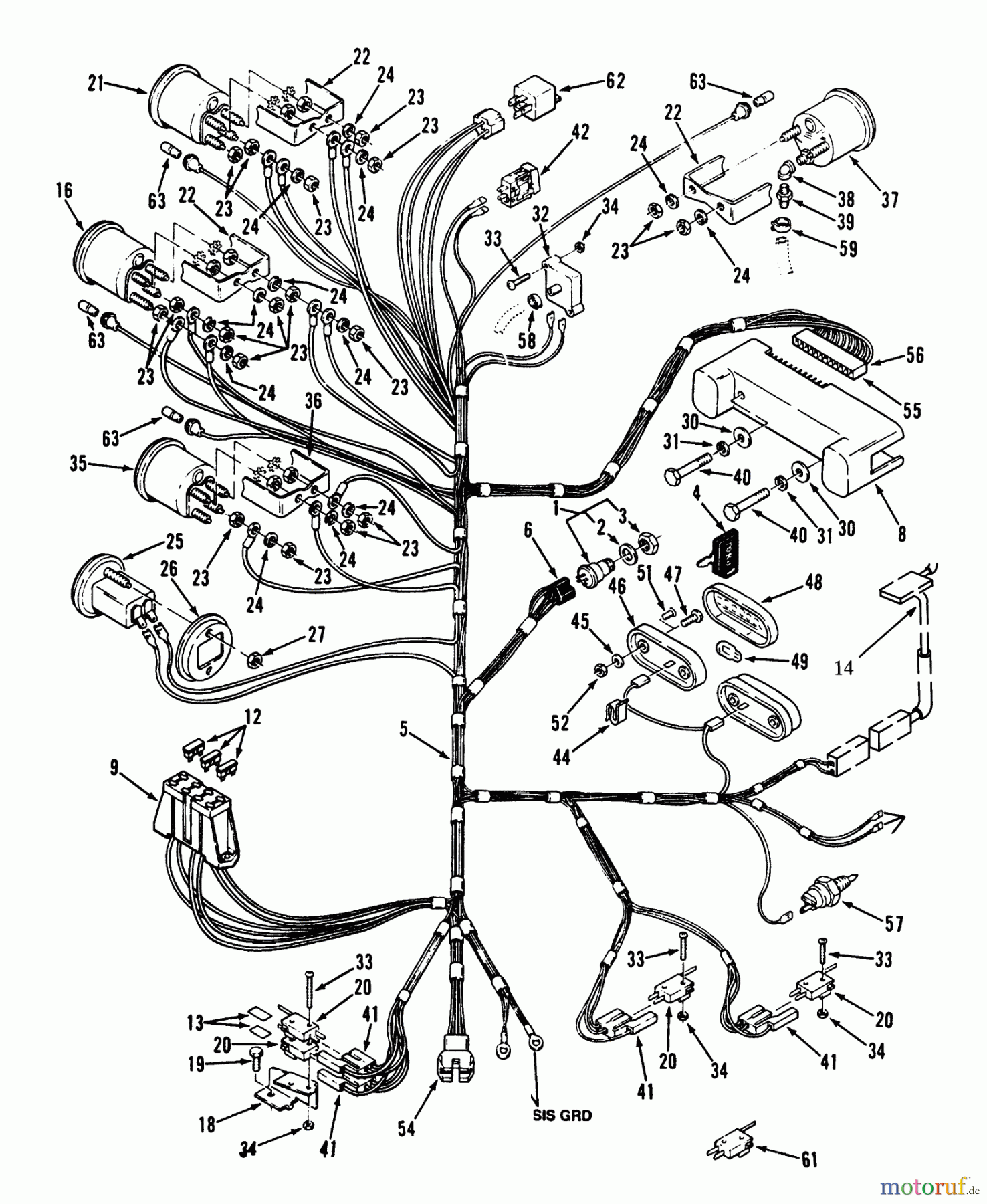 Toro Neu Mowers, Lawn & Garden Tractor Seite 1 73501 (520-H) - Toro 520-H Garden Tractor, 1993 (39000001-39999999) ELECTRICAL SYSTEM #1
