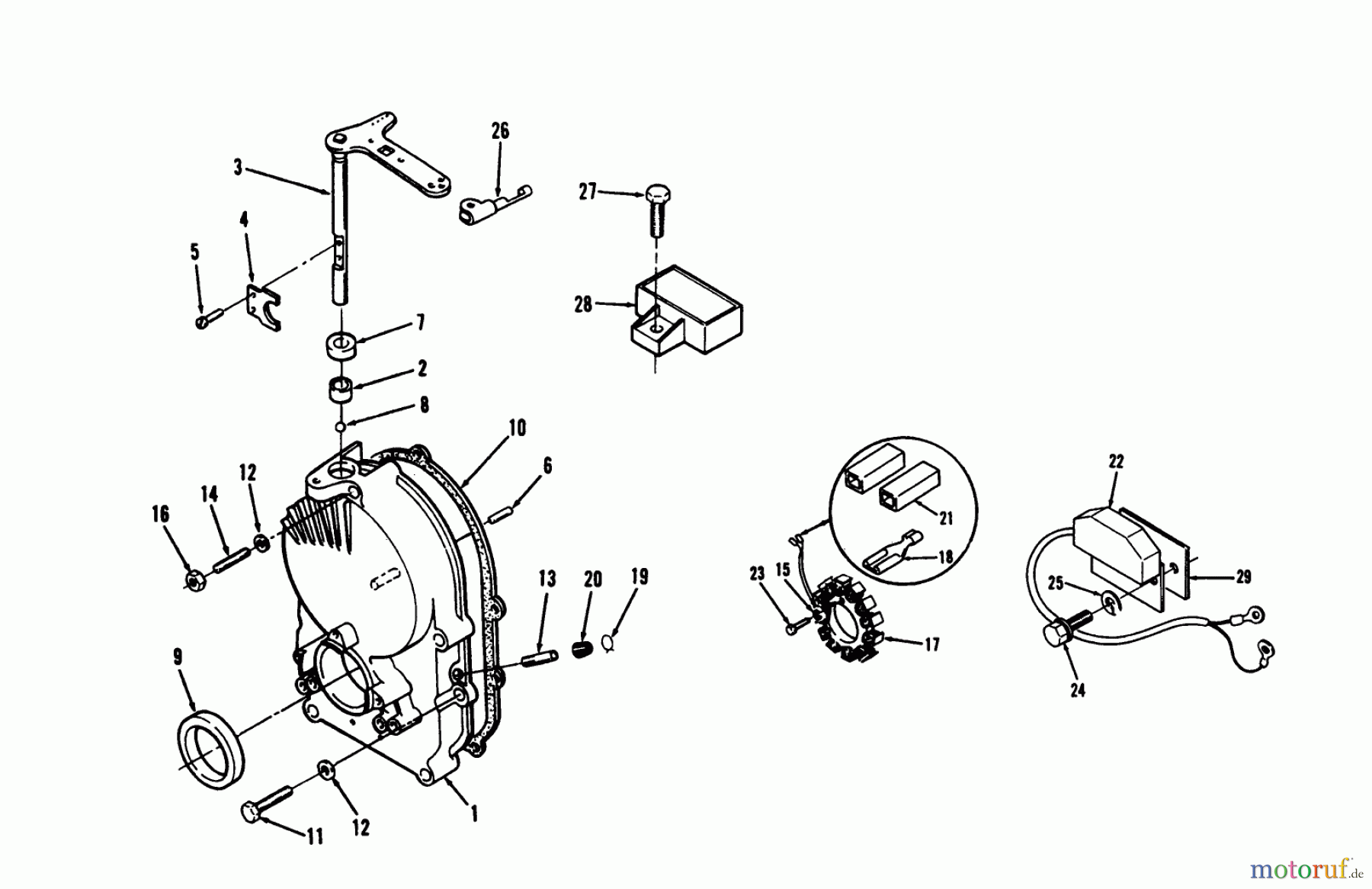 Toro Neu Mowers, Lawn & Garden Tractor Seite 1 73501 (520-H) - Toro 520-H Garden Tractor, 1993 (39000001-39999999) GEARCASE, IGNITION CONTROL, ALTERNATOR AND REGULATOR