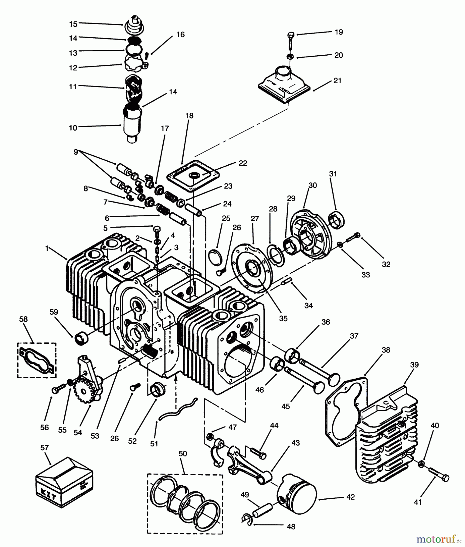 Toro Neu Mowers, Lawn & Garden Tractor Seite 1 73501 (520-H) - Toro 520-H Garden Tractor, 1994 (49000001-49999999) ENGINE CYLINDER BLOCK