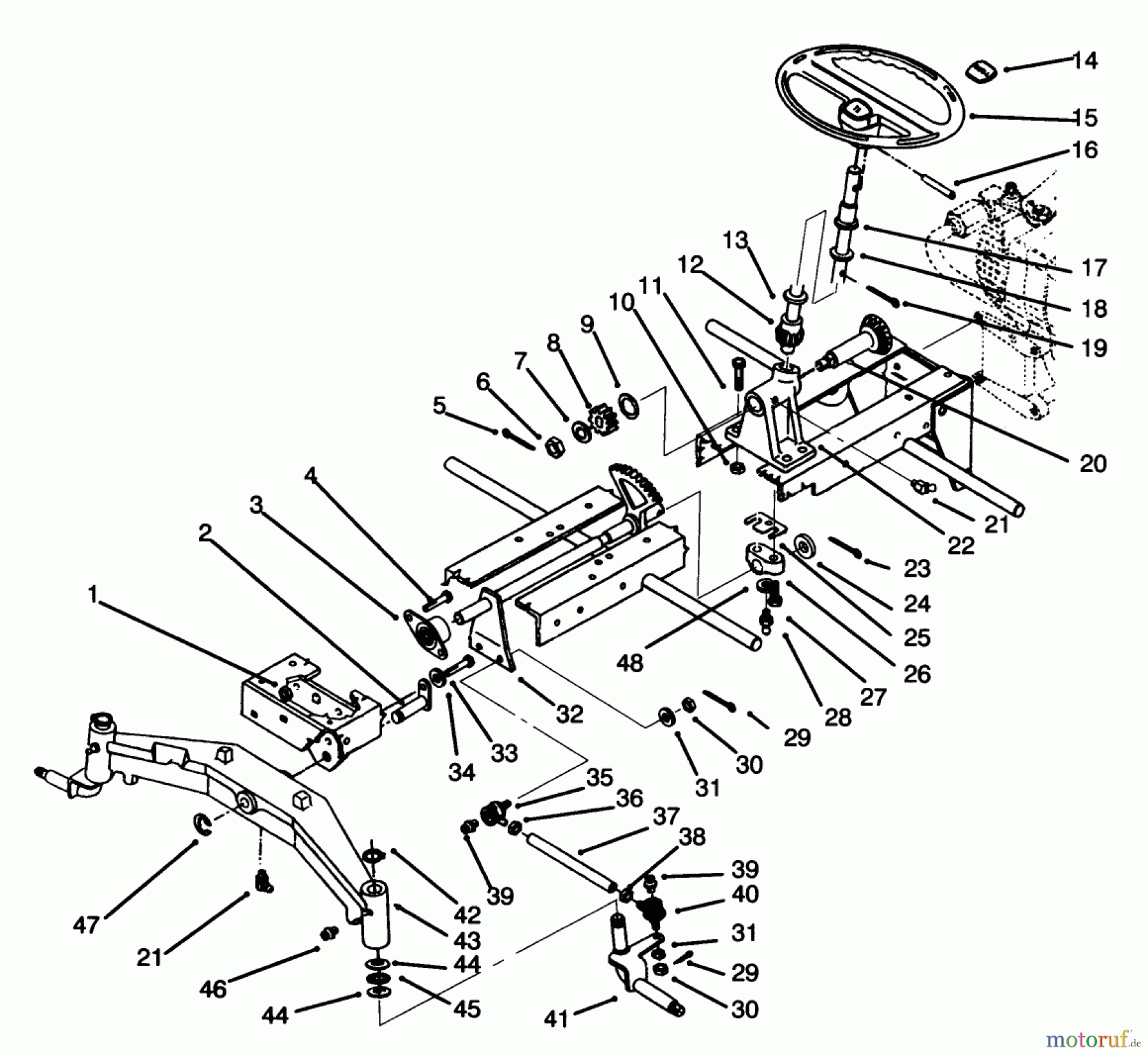 Toro Neu Mowers, Lawn & Garden Tractor Seite 1 73501 (520-H) - Toro 520-H Garden Tractor, 1994 (49000001-49999999) FRONT AXLE AND STEERING