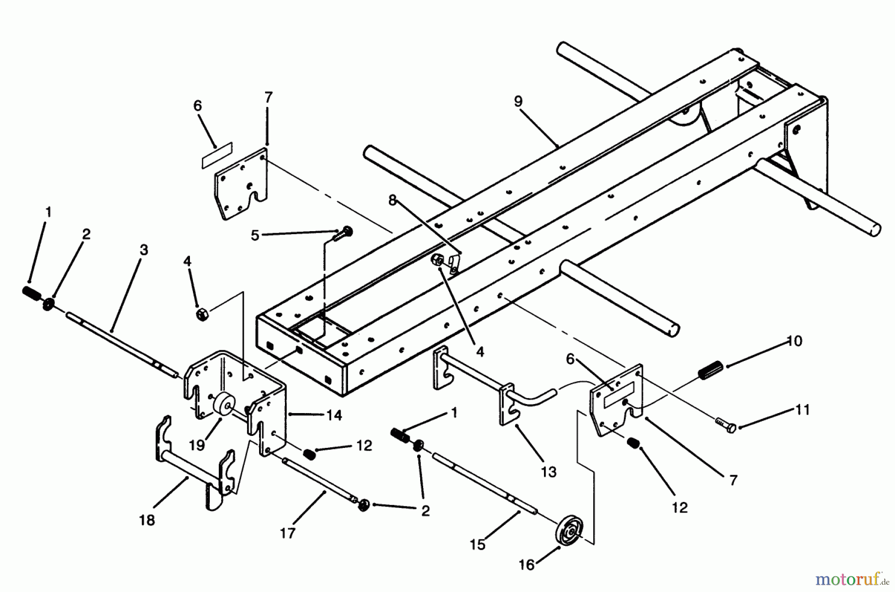 Toro Neu Mowers, Lawn & Garden Tractor Seite 1 73501 (520-H) - Toro 520-H Garden Tractor, 1994 (49000001-49999999) FRONT & MID HITCH ASSEMBLY