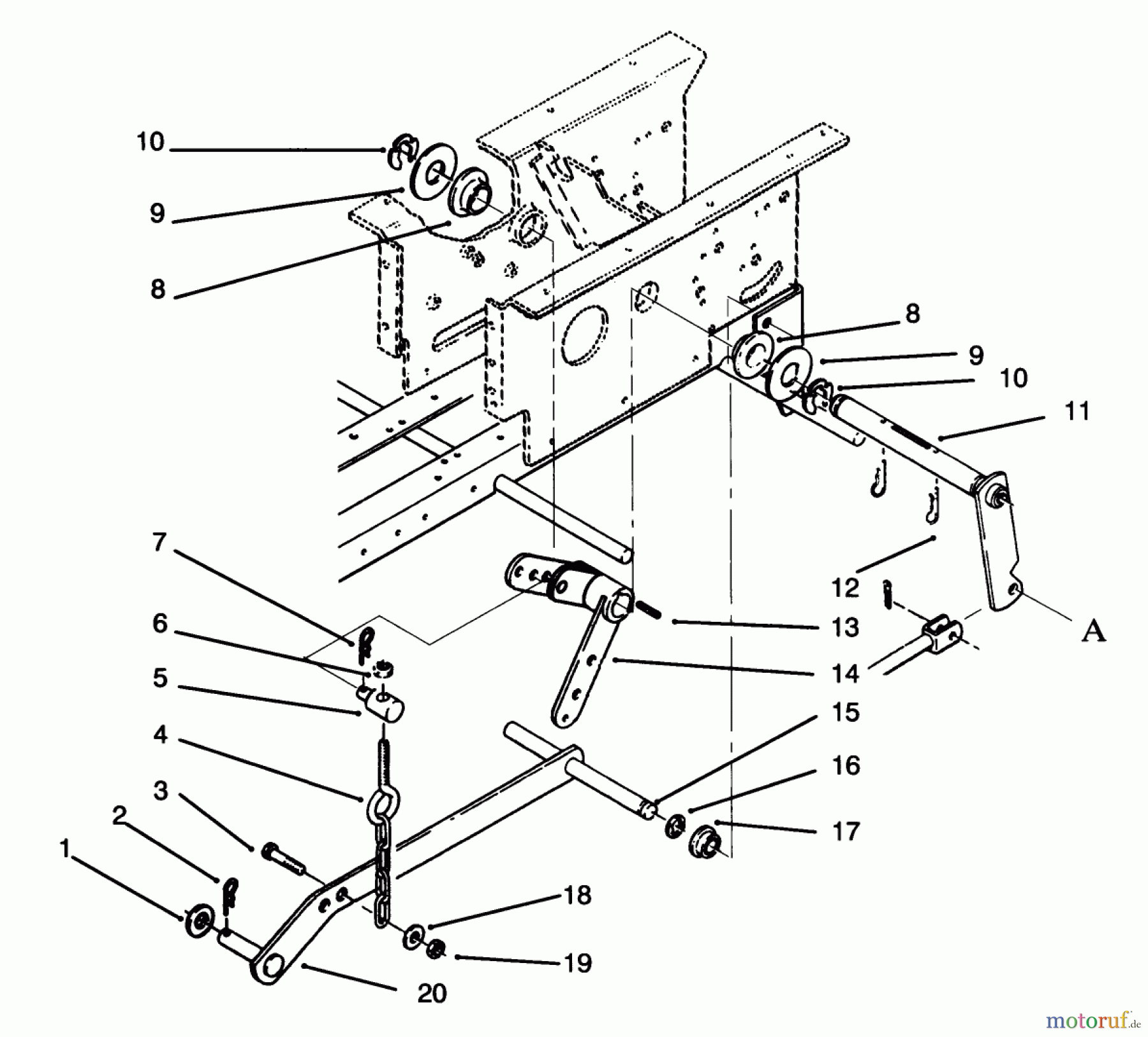 Toro Neu Mowers, Lawn & Garden Tractor Seite 1 73501 (520-H) - Toro 520-H Garden Tractor, 1994 (49000001-49999999) HYDROSTATIC LIFT LINKAGE