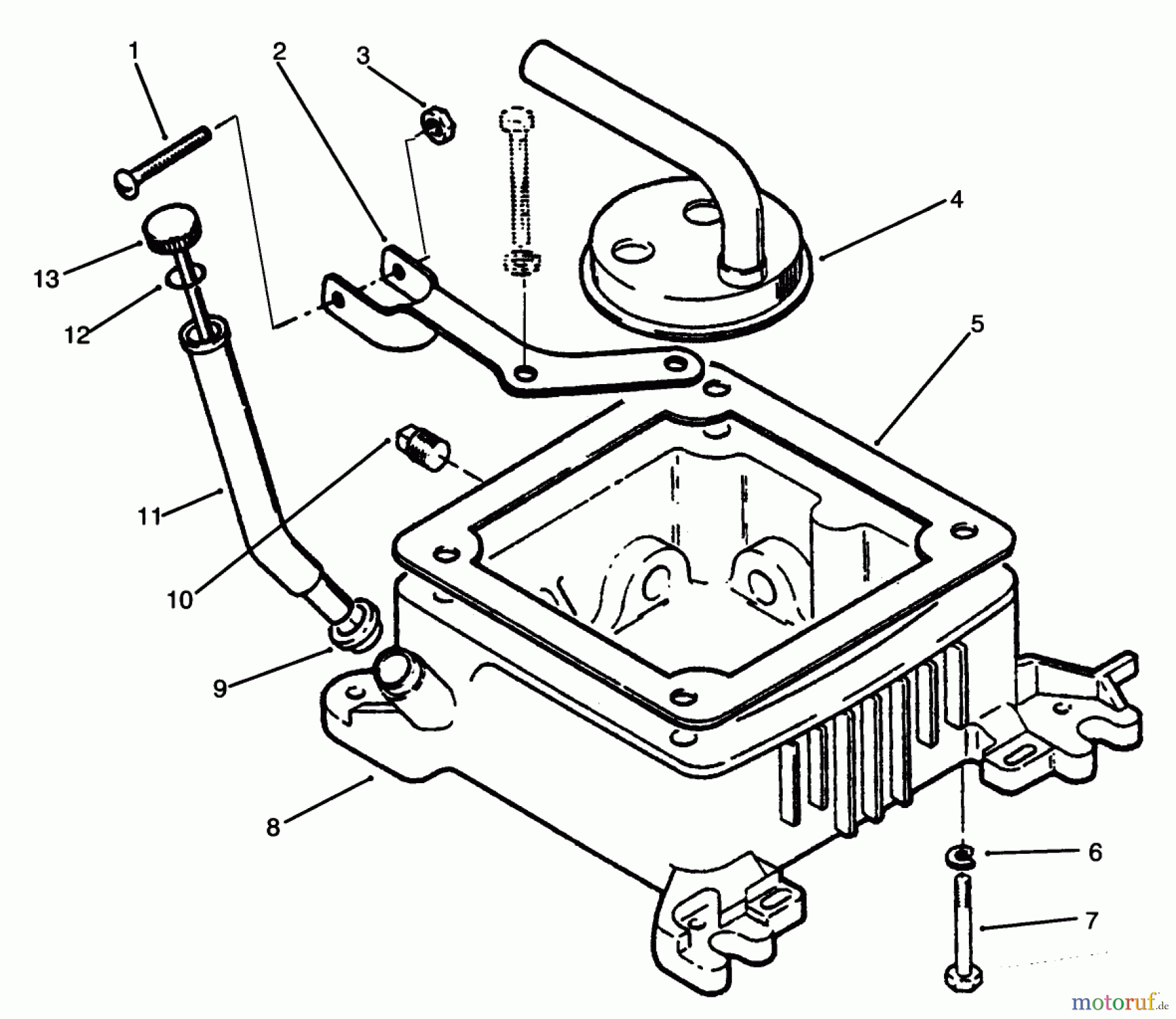 Toro Neu Mowers, Lawn & Garden Tractor Seite 1 73501 (520-H) - Toro 520-H Garden Tractor, 1994 (49000001-49999999) OIL FILL TUBE, BRACKET & BASE