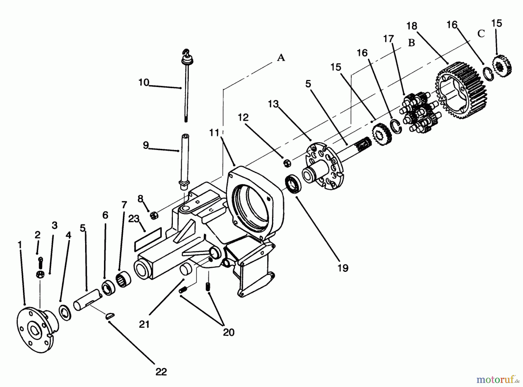 Toro Neu Mowers, Lawn & Garden Tractor Seite 1 73501 (520-H) - Toro 520-H Garden Tractor, 1994 (49000001-49999999) TRANSAXLE ASSEMBLY #1