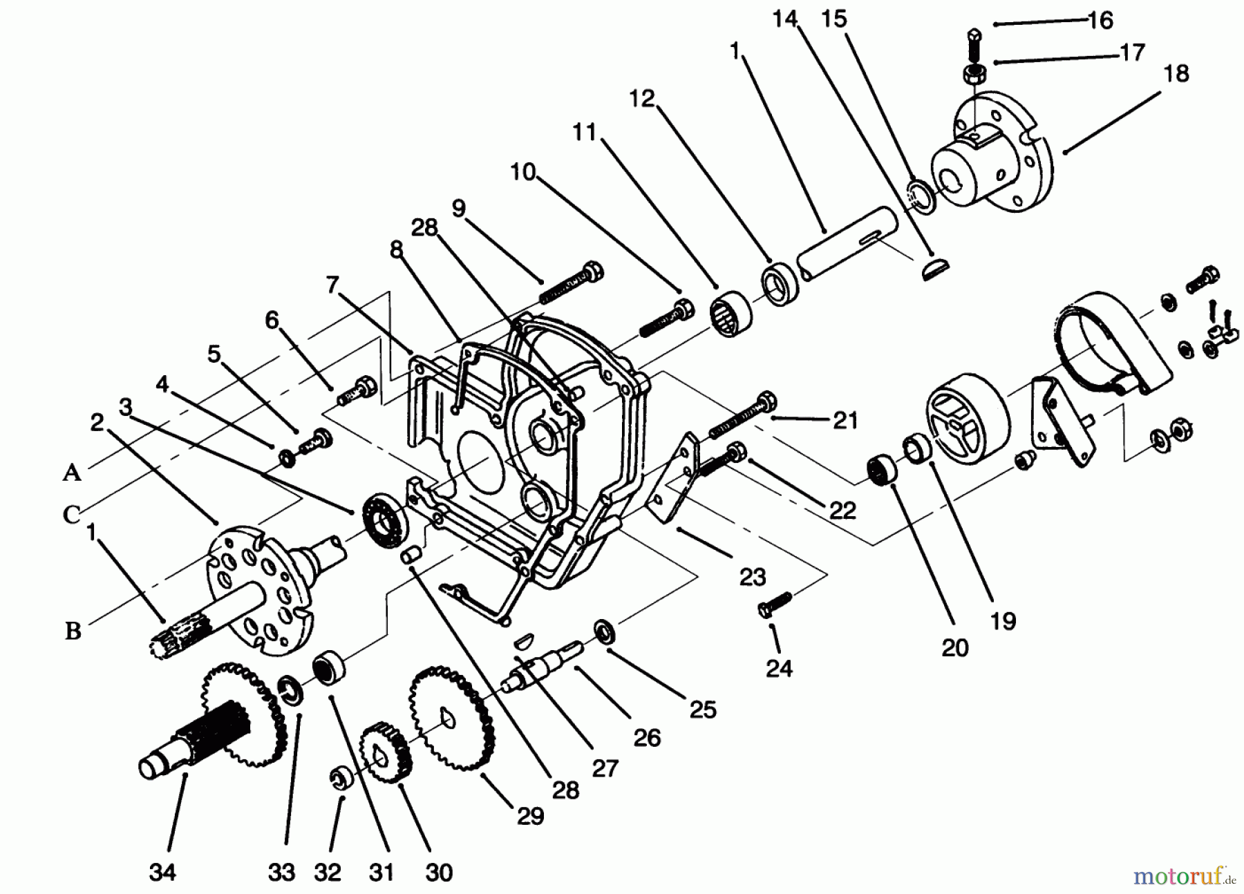 Toro Neu Mowers, Lawn & Garden Tractor Seite 1 73501 (520-H) - Toro 520-H Garden Tractor, 1994 (49000001-49999999) TRANSAXLE ASSEMBLY #2