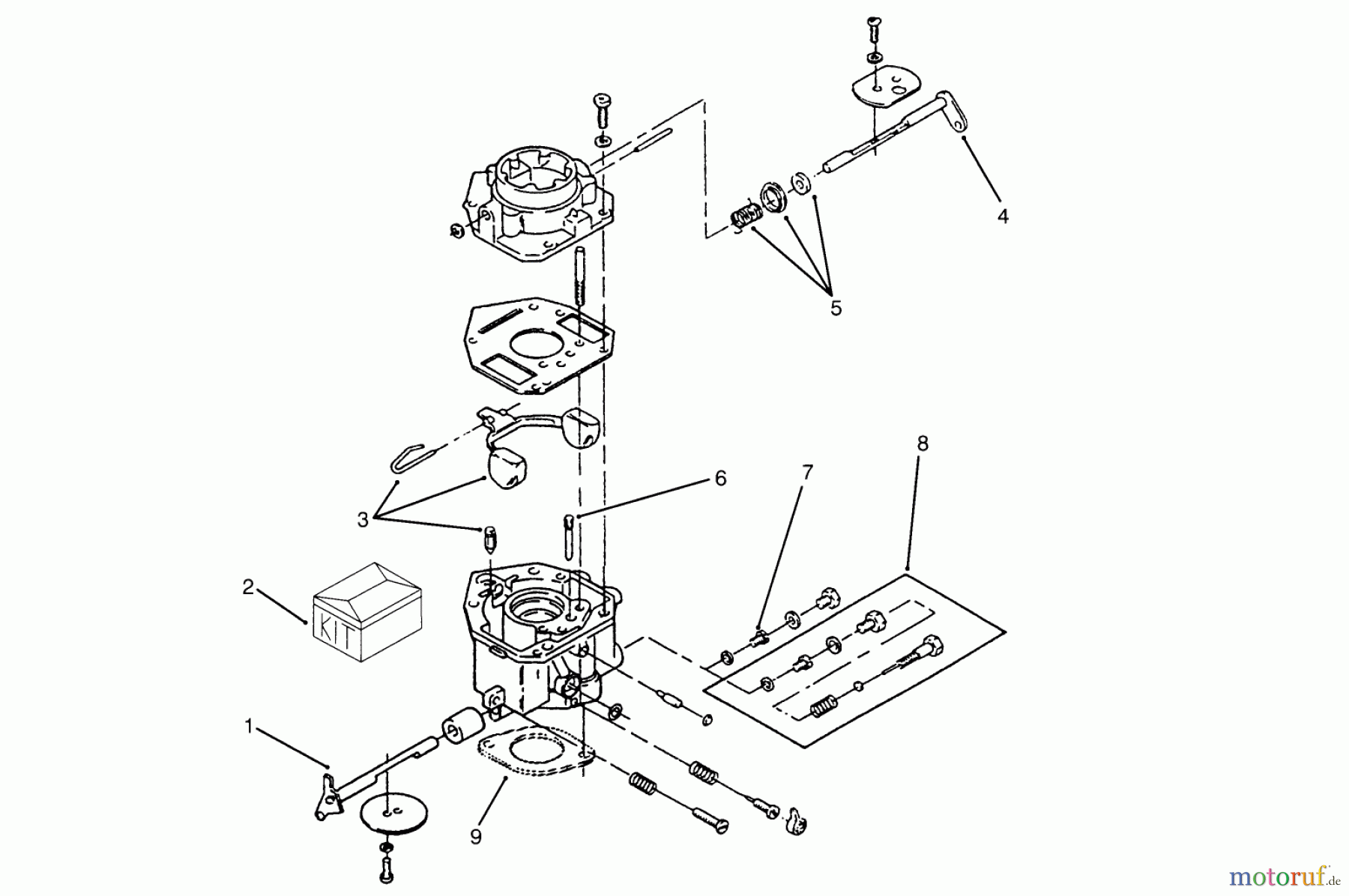  Toro Neu Mowers, Lawn & Garden Tractor Seite 1 73501 (520-H) - Toro 520-H Garden Tractor, 1995 (59000412-59002868) CARBURETOR ASSEMBLY