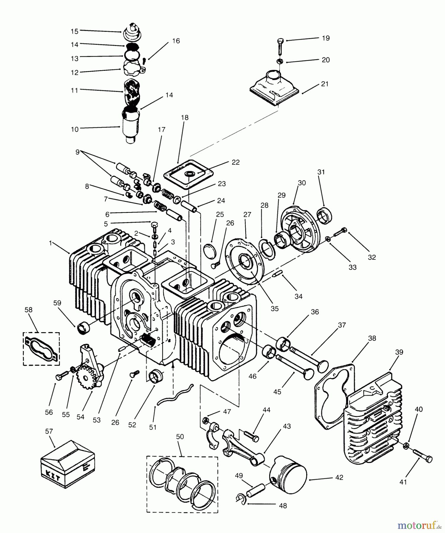 Toro Neu Mowers, Lawn & Garden Tractor Seite 1 73501 (520-H) - Toro 520-H Garden Tractor, 1995 (59000412-59002868) ENGINE CYLINDER BLOCK