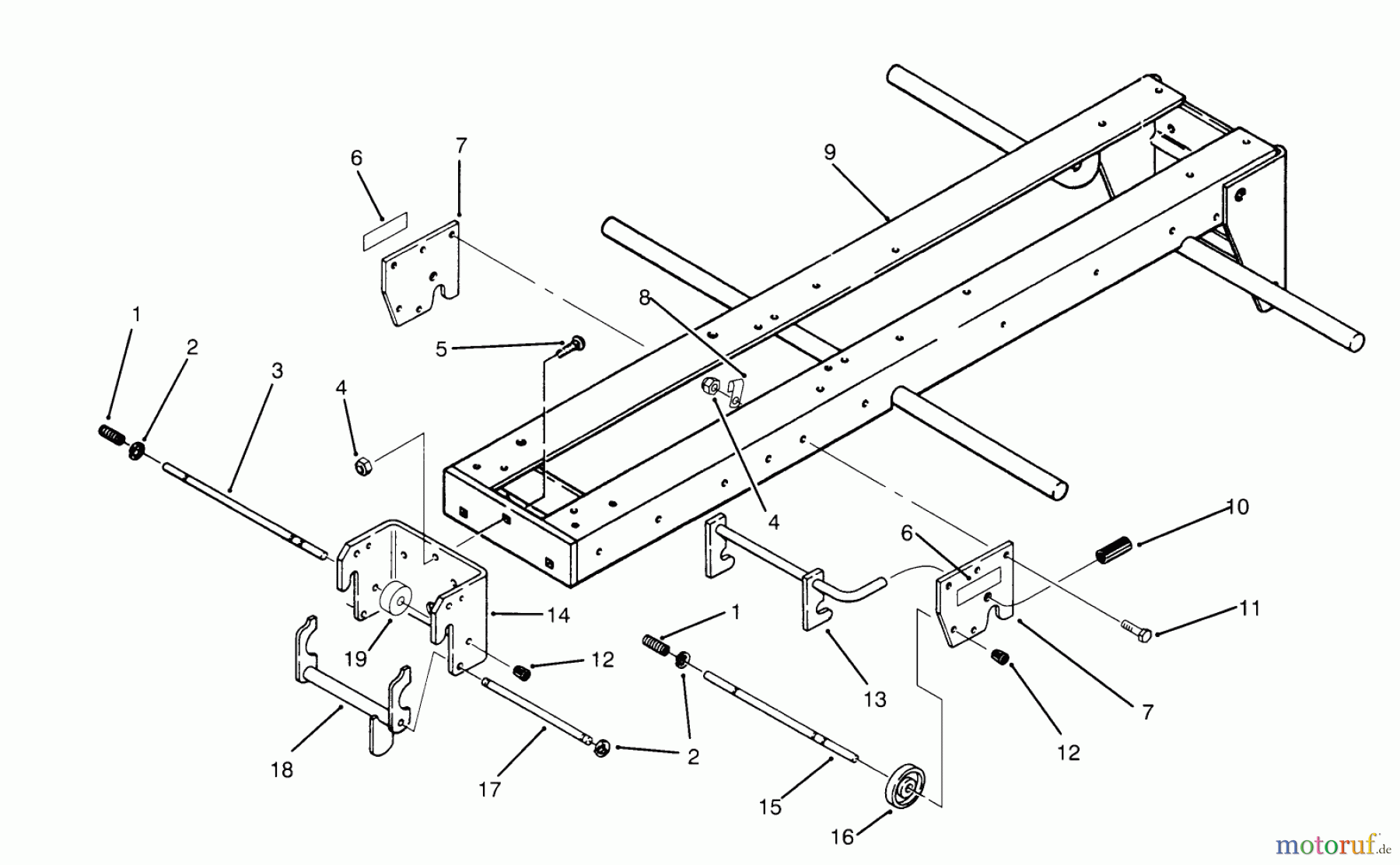 Toro Neu Mowers, Lawn & Garden Tractor Seite 1 73501 (520-H) - Toro 520-H Garden Tractor, 1995 (59000412-59002868) FRAME AND HITCH ASSEMBLY