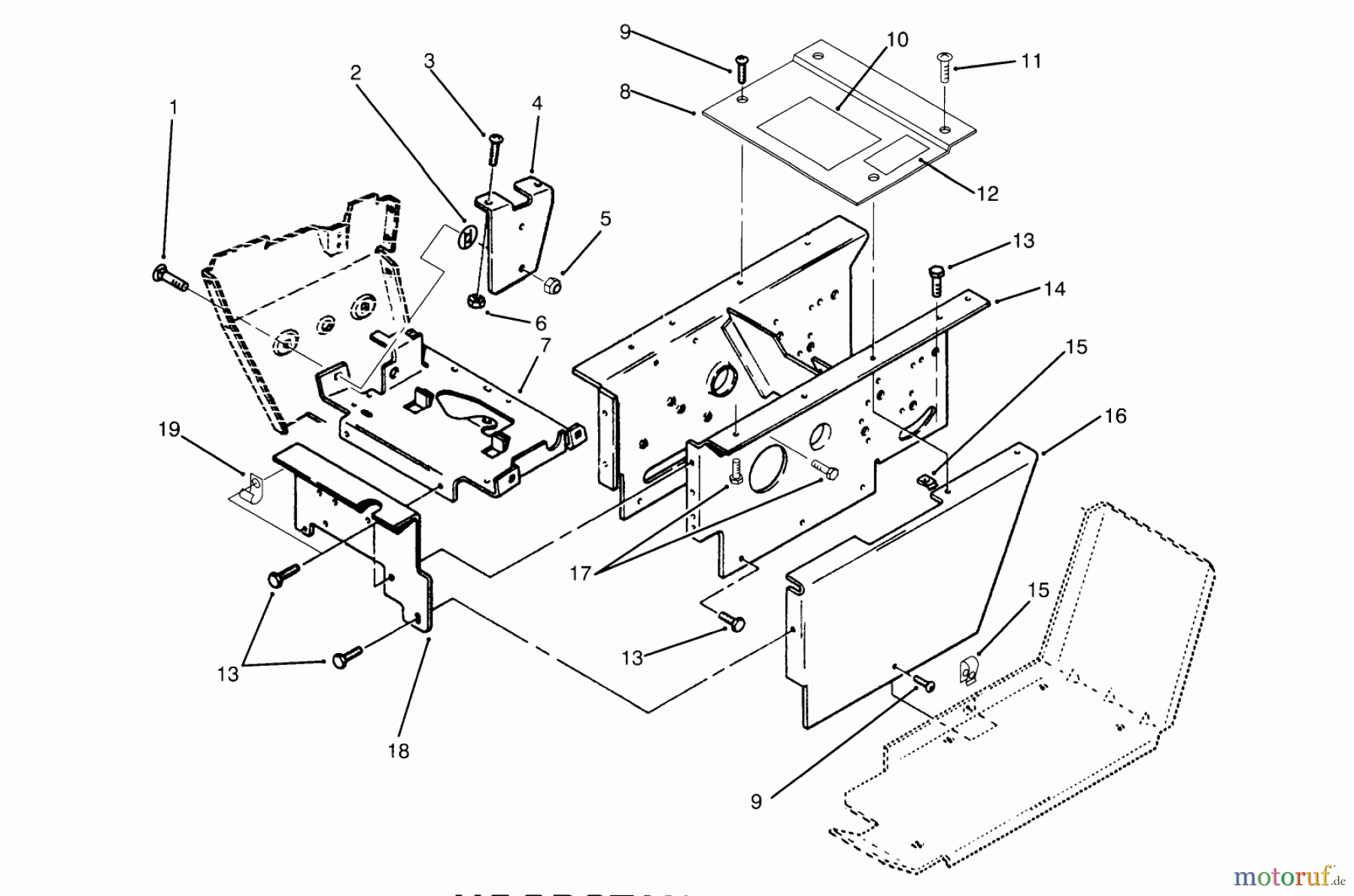 Toro Neu Mowers, Lawn & Garden Tractor Seite 1 73501 (520-H) - Toro 520-H Garden Tractor, 1995 (59000412-59002868) HOODSTAND ASSEMBLY