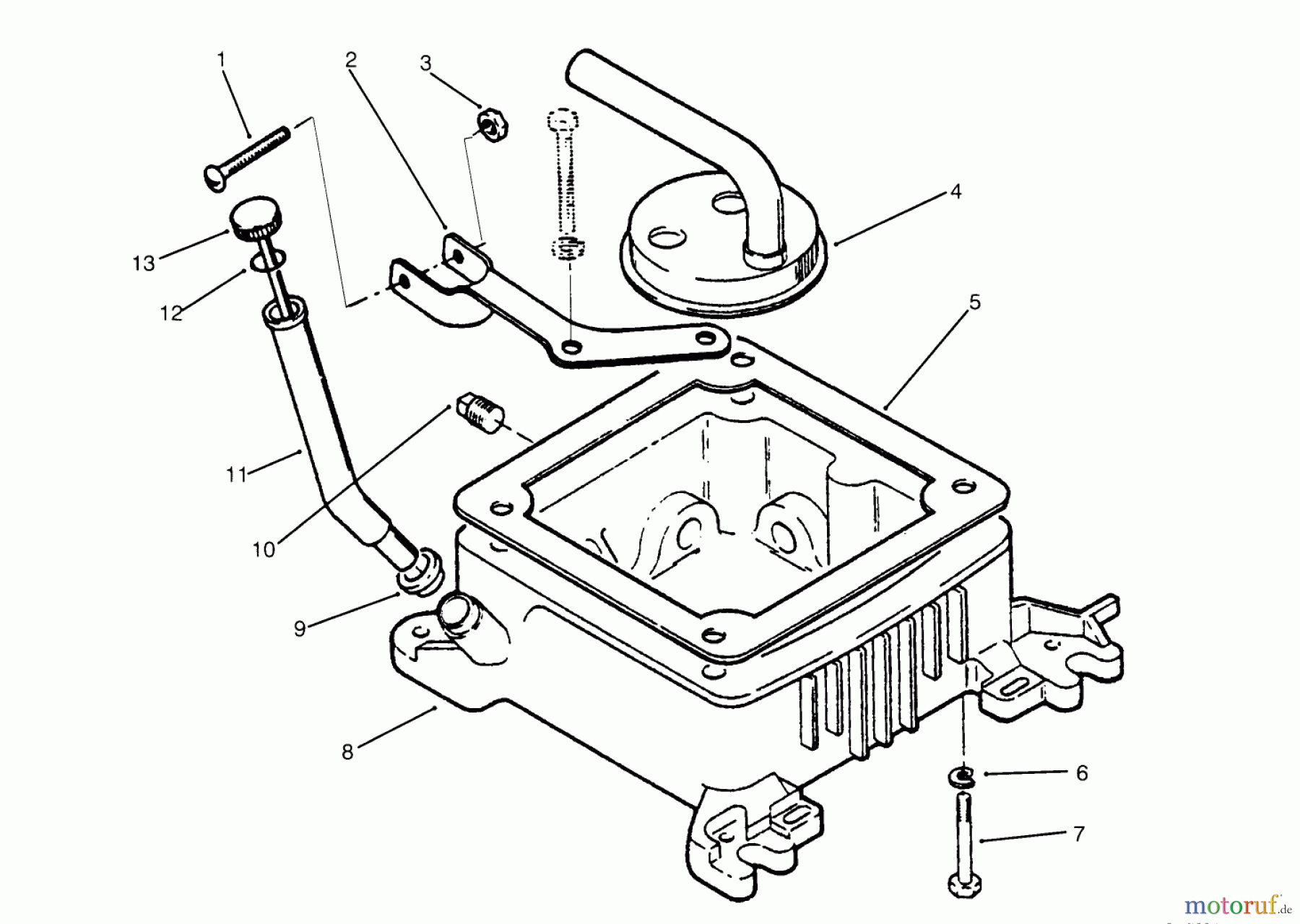 Toro Neu Mowers, Lawn & Garden Tractor Seite 1 73501 (520-H) - Toro 520-H Garden Tractor, 1995 (59000412-59002868) OIL FILL TUBE, BRACKET & BASE
