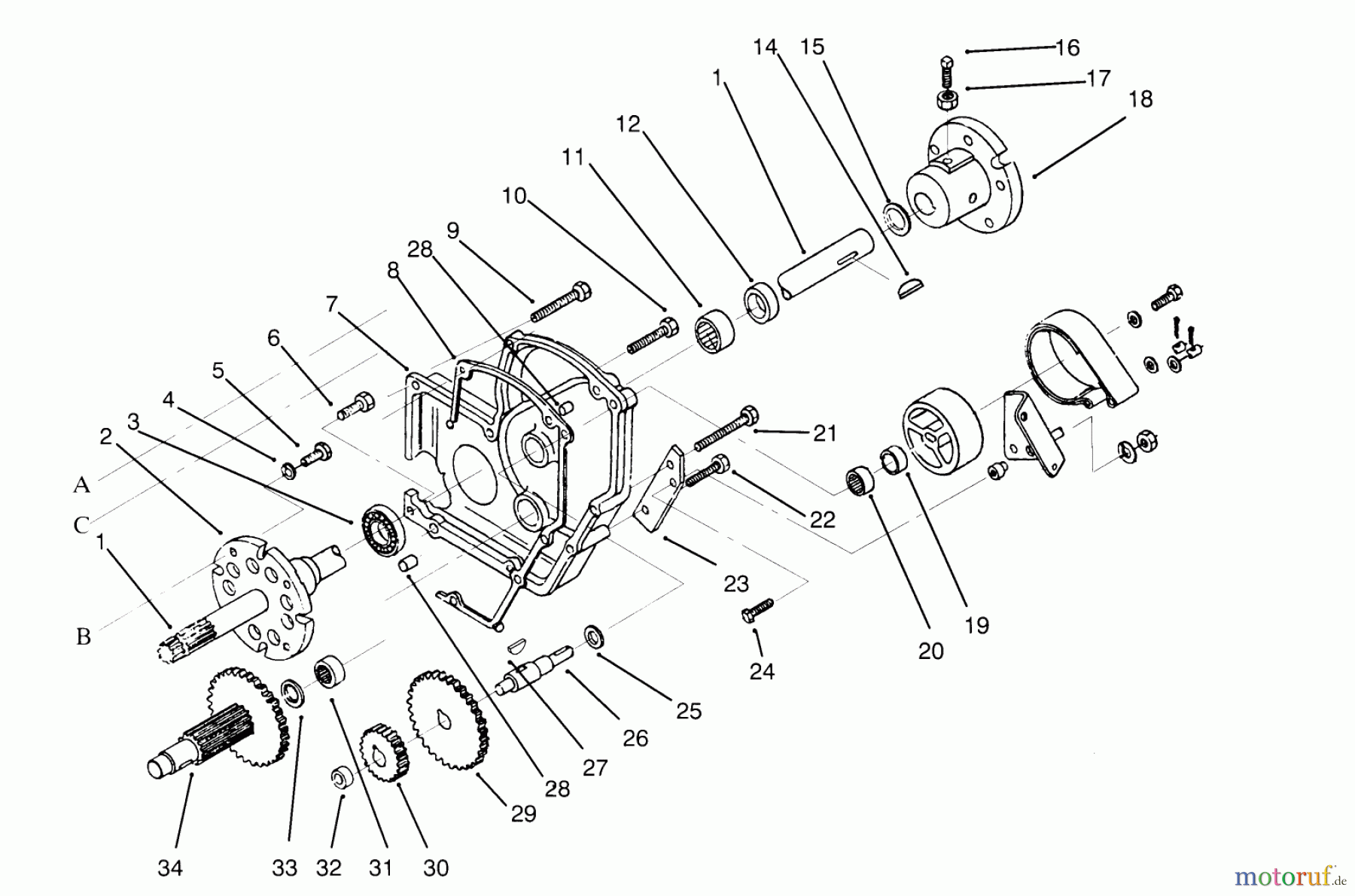  Toro Neu Mowers, Lawn & Garden Tractor Seite 1 73501 (520-H) - Toro 520-H Garden Tractor, 1995 (59000412-59002868) TRANSAXLE ASSEMBLY #2