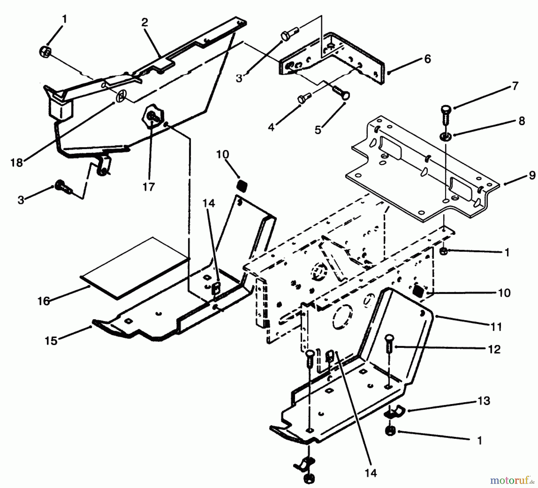 Toro Neu Mowers, Lawn & Garden Tractor Seite 1 73501 (520-H) - Toro 520-H Garden Tractor, 1995 (59002869-59002946) BELT GUARD AND FOOTREST ASSEMBLY