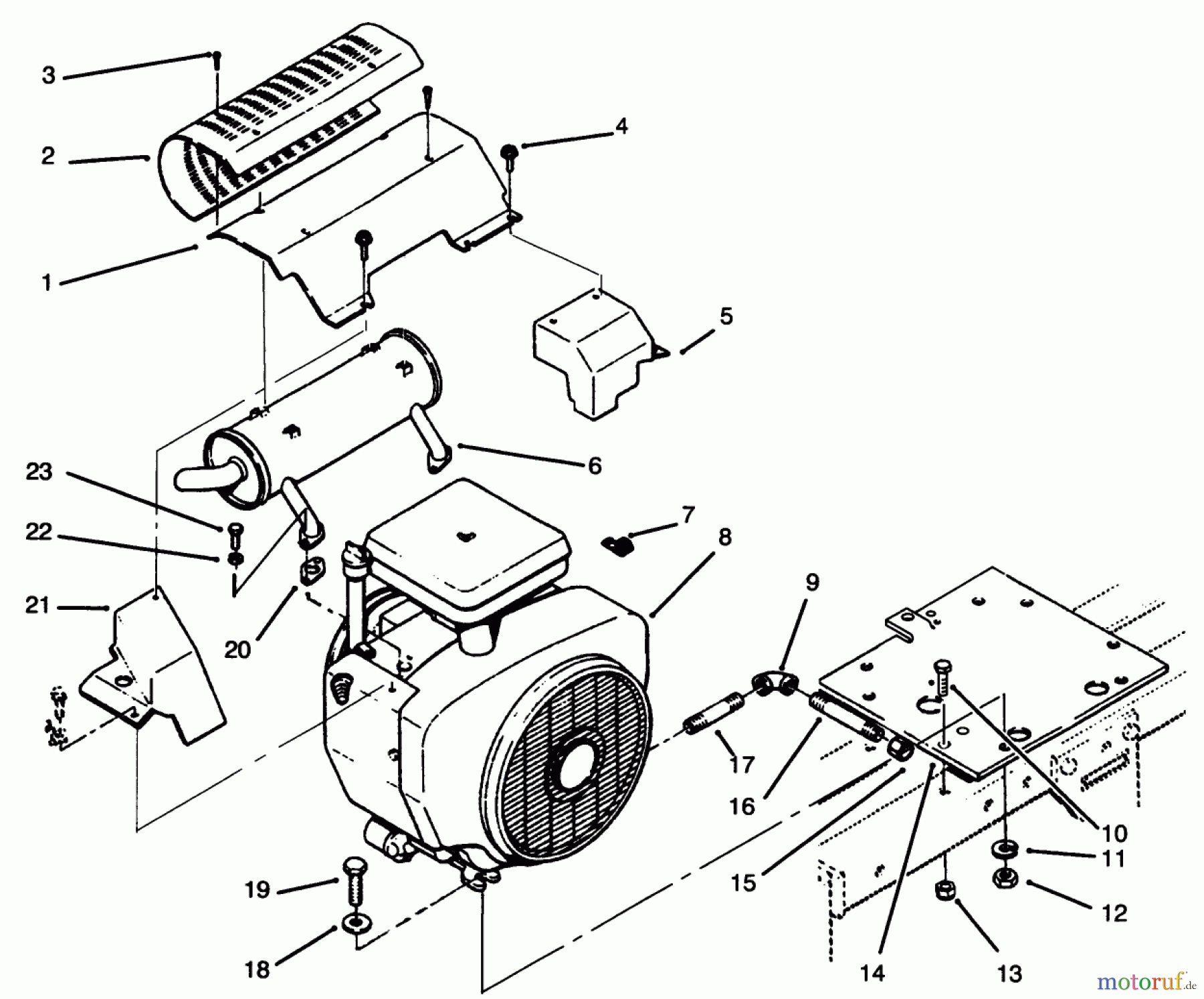 Toro Neu Mowers, Lawn & Garden Tractor Seite 1 73501 (520-H) - Toro 520-H Garden Tractor, 1995 (59002869-59002946) ENGINE AND EXHAUST
