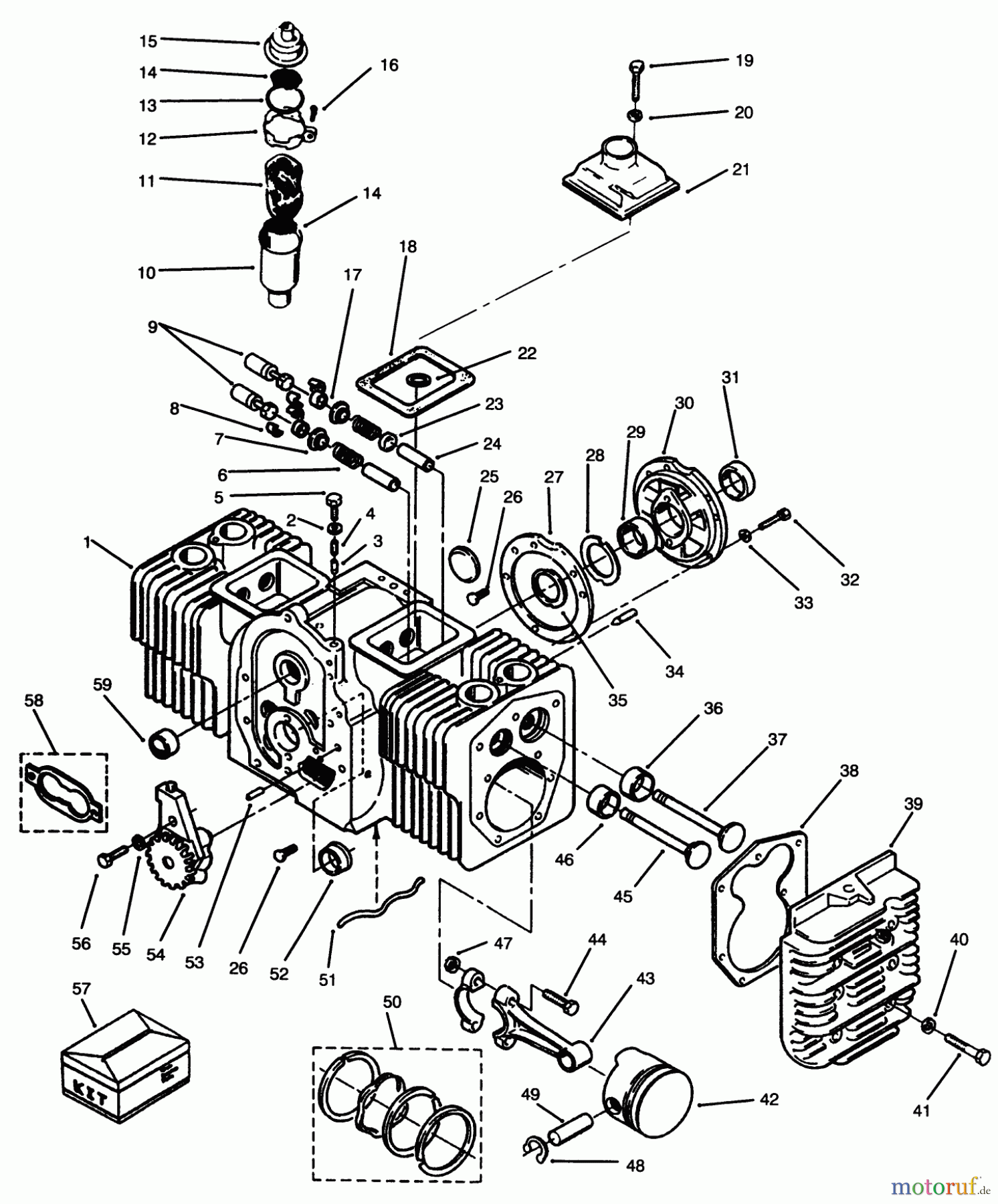 Toro Neu Mowers, Lawn & Garden Tractor Seite 1 73501 (520-H) - Toro 520-H Garden Tractor, 1995 (59002869-59002946) ENGINE CYLINDER BLOCK