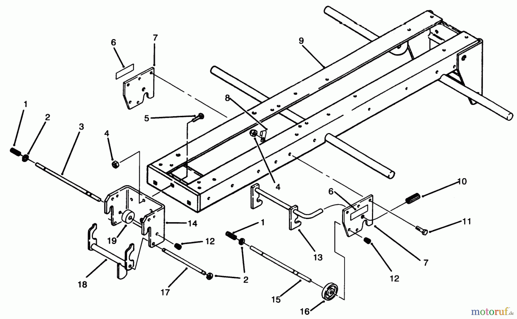 Toro Neu Mowers, Lawn & Garden Tractor Seite 1 73501 (520-H) - Toro 520-H Garden Tractor, 1995 (59002869-59002946) FRAME AND HITCH ASSEMBLY