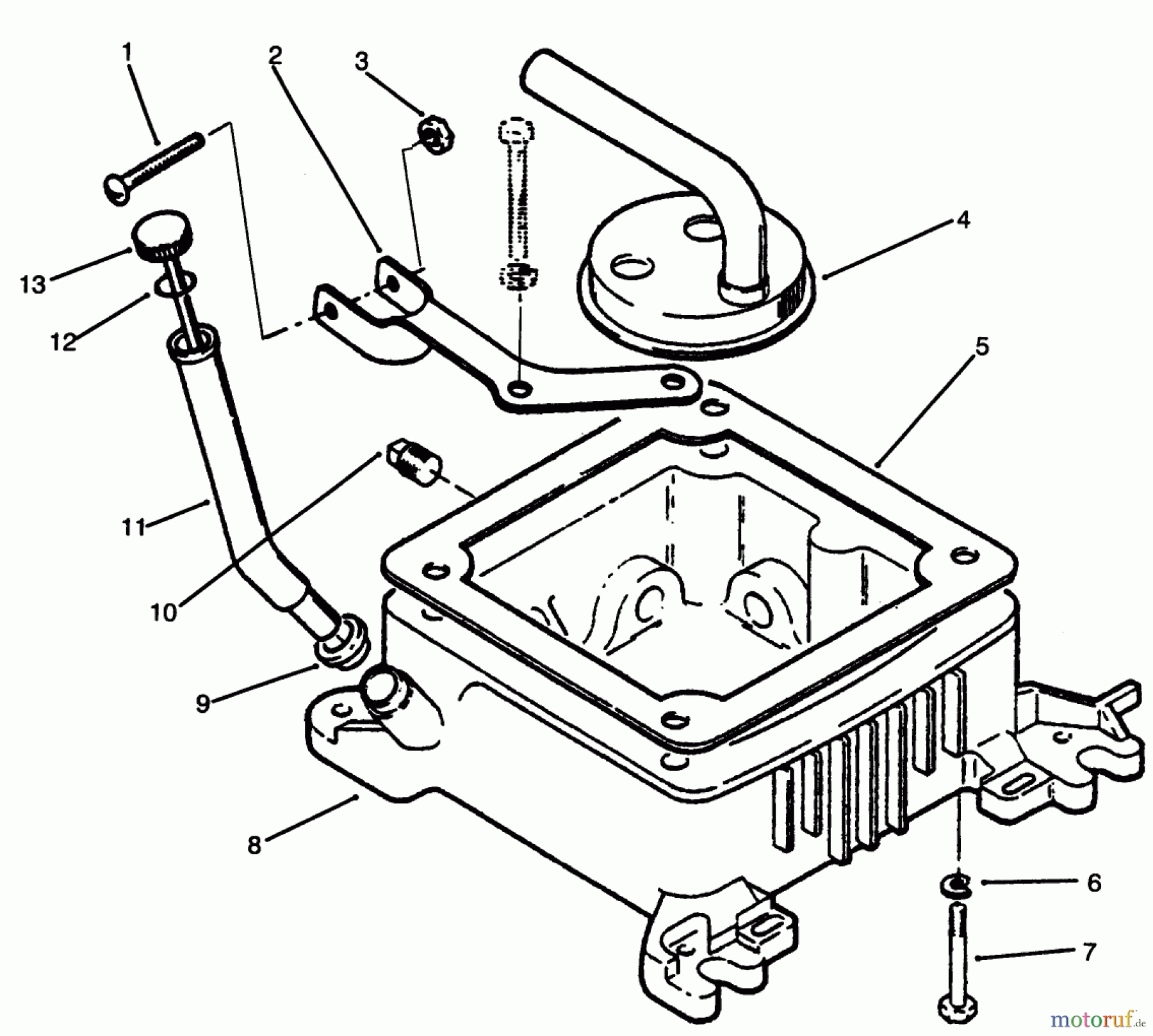 Toro Neu Mowers, Lawn & Garden Tractor Seite 1 73501 (520-H) - Toro 520-H Garden Tractor, 1995 (59002869-59002946) OIL FILL TUBE, BRACKET & BASE