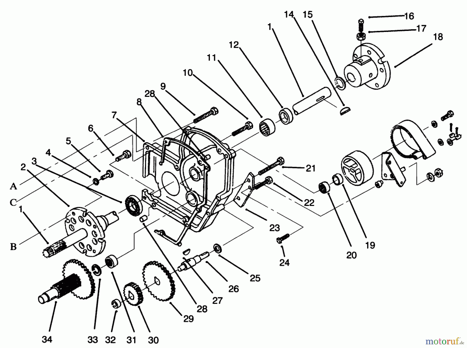 Toro Neu Mowers, Lawn & Garden Tractor Seite 1 73501 (520-H) - Toro 520-H Garden Tractor, 1995 (59002869-59002946) TRANSAXLE ASSEMBLY #2