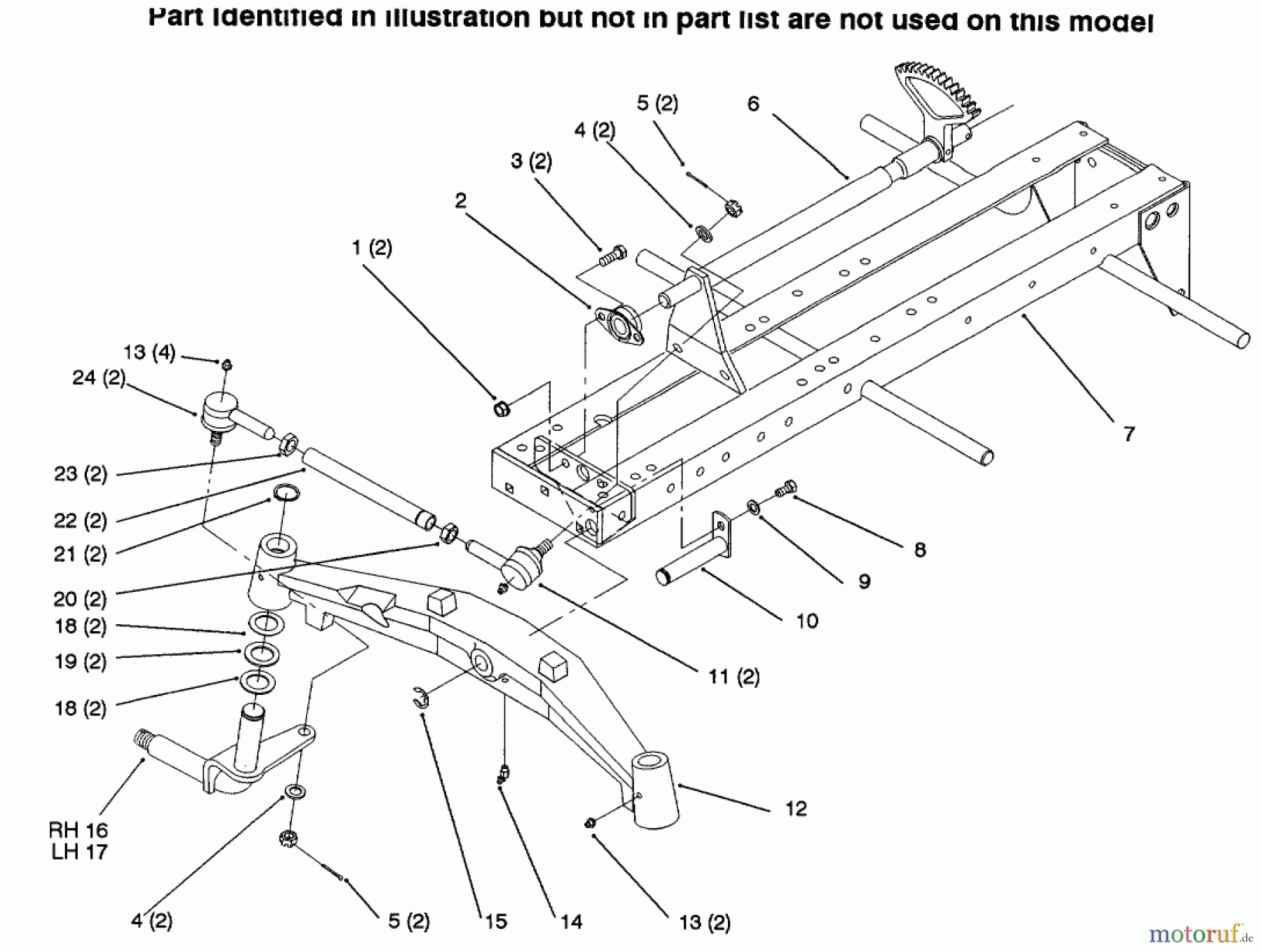 Toro Neu Mowers, Lawn & Garden Tractor Seite 1 73502 (520-H) - Toro 520-H Garden Tractor, 1996 (6900001-6999999) FRAME, FRONT AXLE