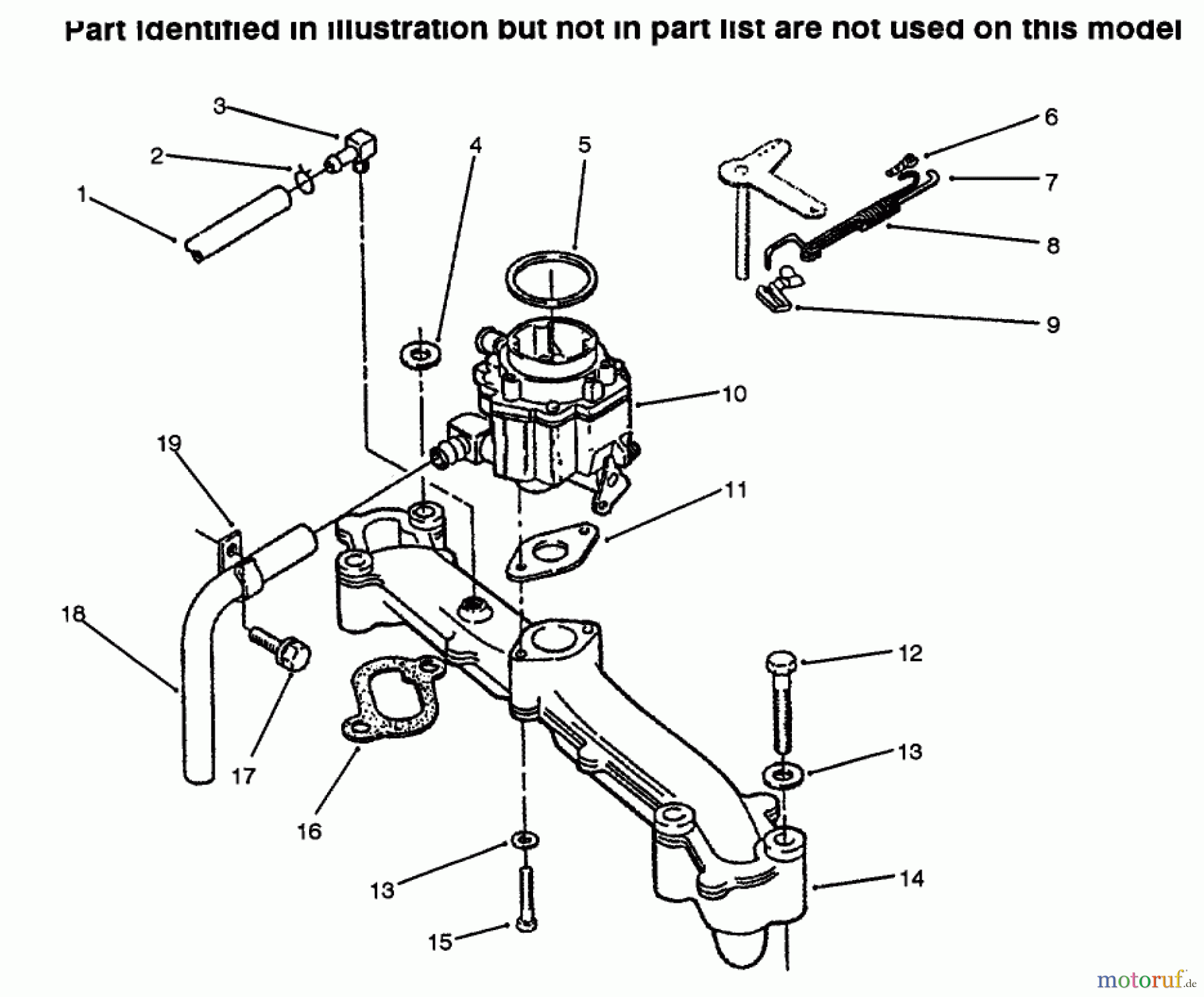  Toro Neu Mowers, Lawn & Garden Tractor Seite 1 73502 (520-H) - Toro 520-H Garden Tractor, 1996 (6900001-6999999) INTAKE MANIFOLD & CARBURETOR