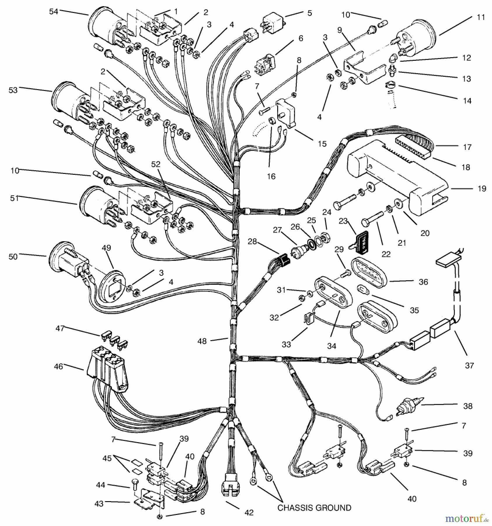 Toro Neu Mowers, Lawn & Garden Tractor Seite 1 73502 (520-H) - Toro 520-H Garden Tractor, 1997 (7900001-7999999) 520-WIRE HARNESS ATTACHMENT & COMPONENTS
