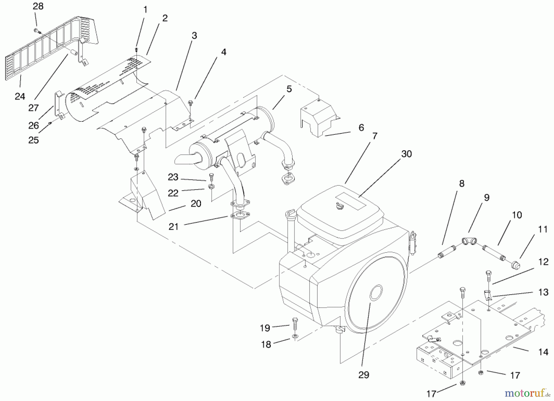  Toro Neu Mowers, Lawn & Garden Tractor Seite 1 73502 (520-H) - Toro 520-H Garden Tractor, 1997 (7900001-7999999) ENGINE ASSEMBLY