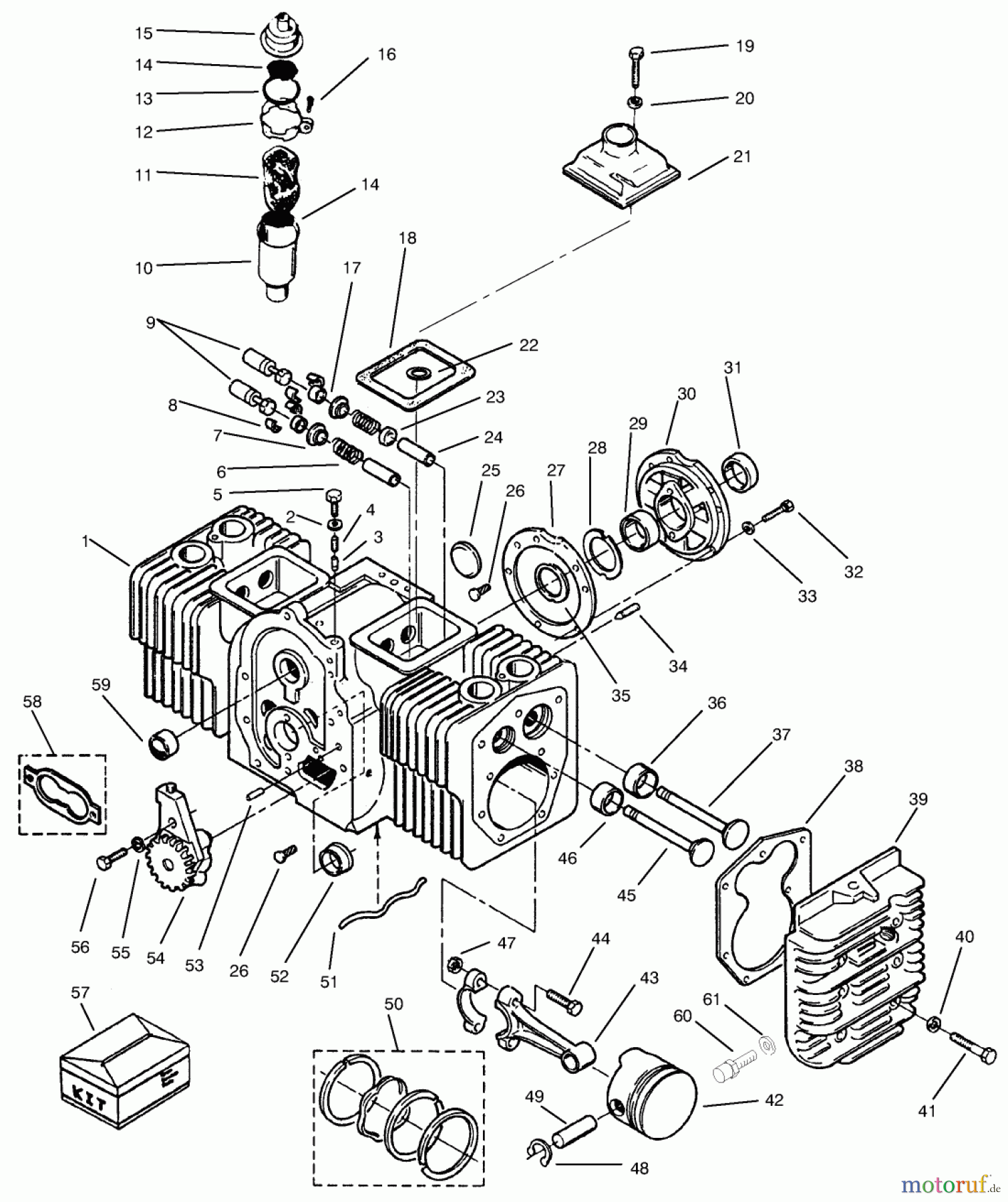 Toro Neu Mowers, Lawn & Garden Tractor Seite 1 73502 (520-H) - Toro 520-H Garden Tractor, 1997 (7900001-7999999) ENGINE CYLINDER BLOCK