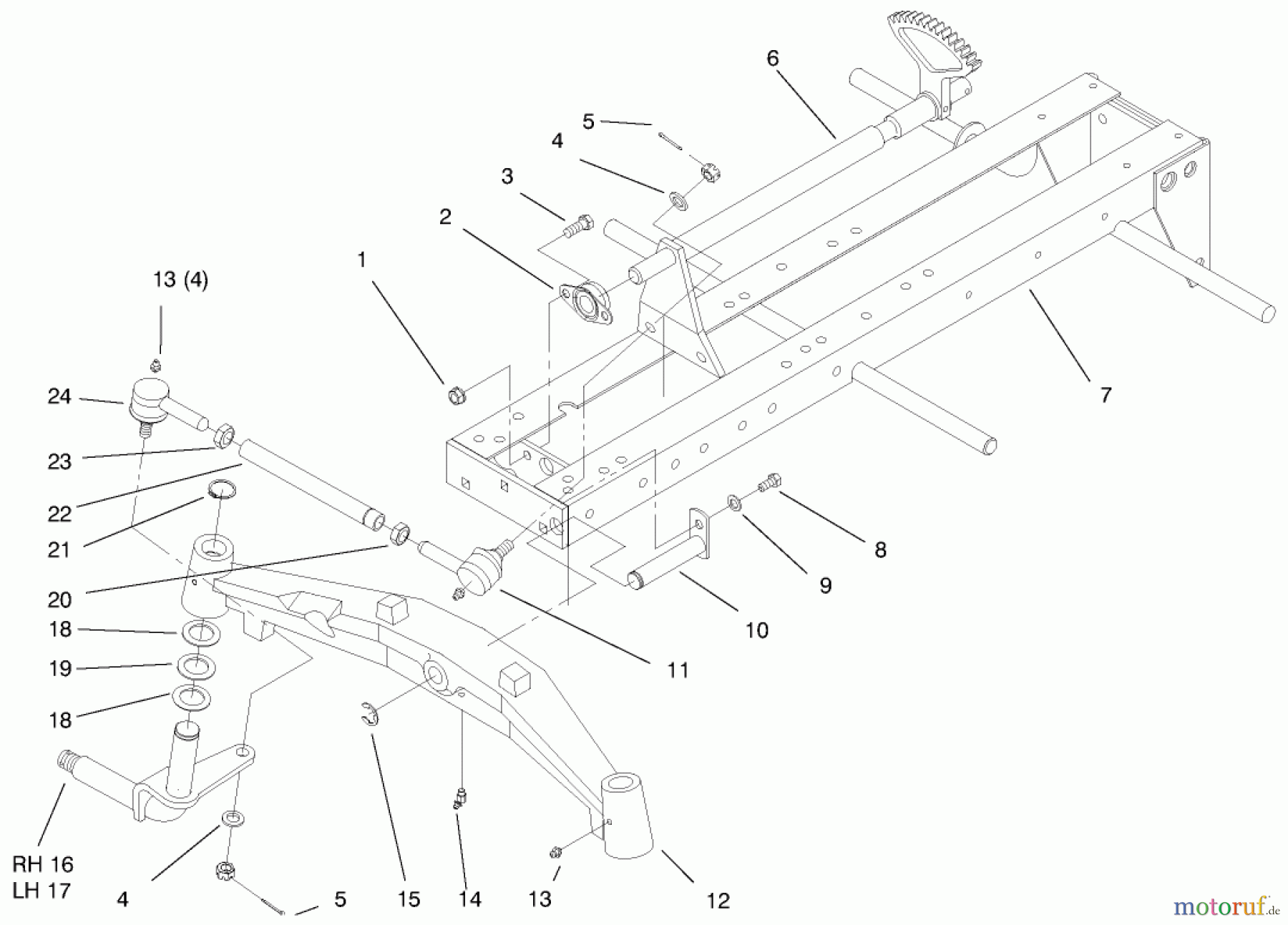 Toro Neu Mowers, Lawn & Garden Tractor Seite 1 73502 (520-H) - Toro 520-H Garden Tractor, 1997 (7900001-7999999) FRAME FRONT AXLE