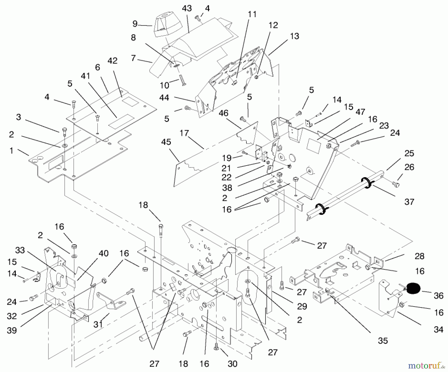 Toro Neu Mowers, Lawn & Garden Tractor Seite 1 73502 (520-H) - Toro 520-H Garden Tractor, 1997 (7900001-7999999) HOODSTAND, CONSOLE