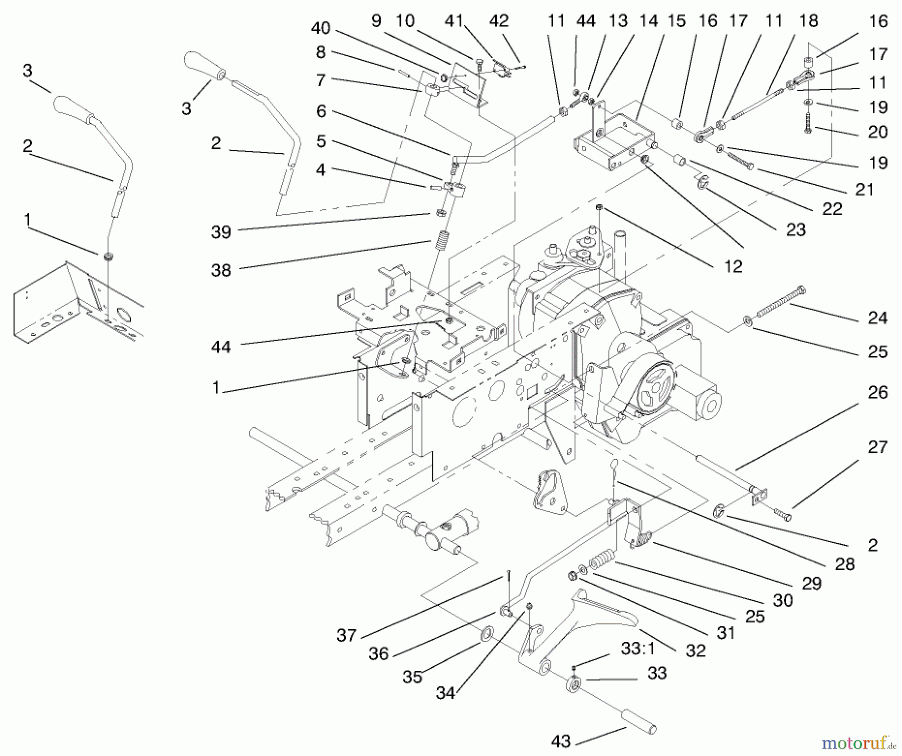 Toro Neu Mowers, Lawn & Garden Tractor Seite 1 73502 (520-H) - Toro 520-H Garden Tractor, 1997 (7900001-7999999) HYDRO CONTROLS, BRAKE SYSTEM