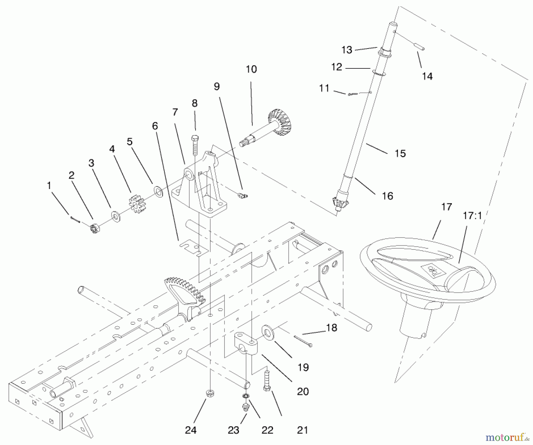 Toro Neu Mowers, Lawn & Garden Tractor Seite 1 73502 (520-H) - Toro 520-H Garden Tractor, 1997 (7900001-7999999) STEERING SYSTEM