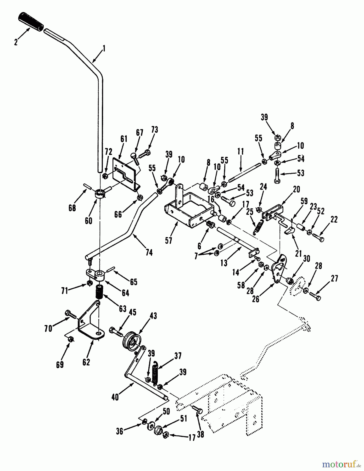 Toro Neu Mowers, Lawn & Garden Tractor Seite 1 73520 (520-H) - Toro 520-H Garden Tractor, 1993 (39000001-39999999) CLUTCH, BRAKE AND SPEED CONTROL LINKAGE #1