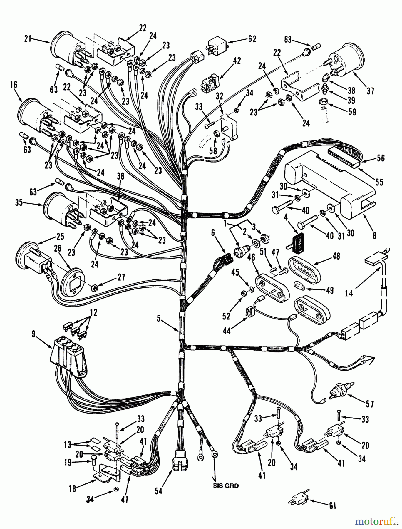 Toro Neu Mowers, Lawn & Garden Tractor Seite 1 73520 (520-H) - Toro 520-H Garden Tractor, 1993 (39000001-39999999) ELECTRICAL SYSTEM #1