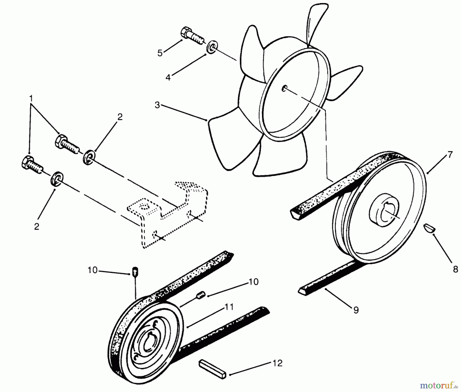 Toro Neu Mowers, Lawn & Garden Tractor Seite 1 73520 (520-H) - Toro 520-H Garden Tractor, 1995 (5900001-5900177) DRIVE BELT AND PULLEYS