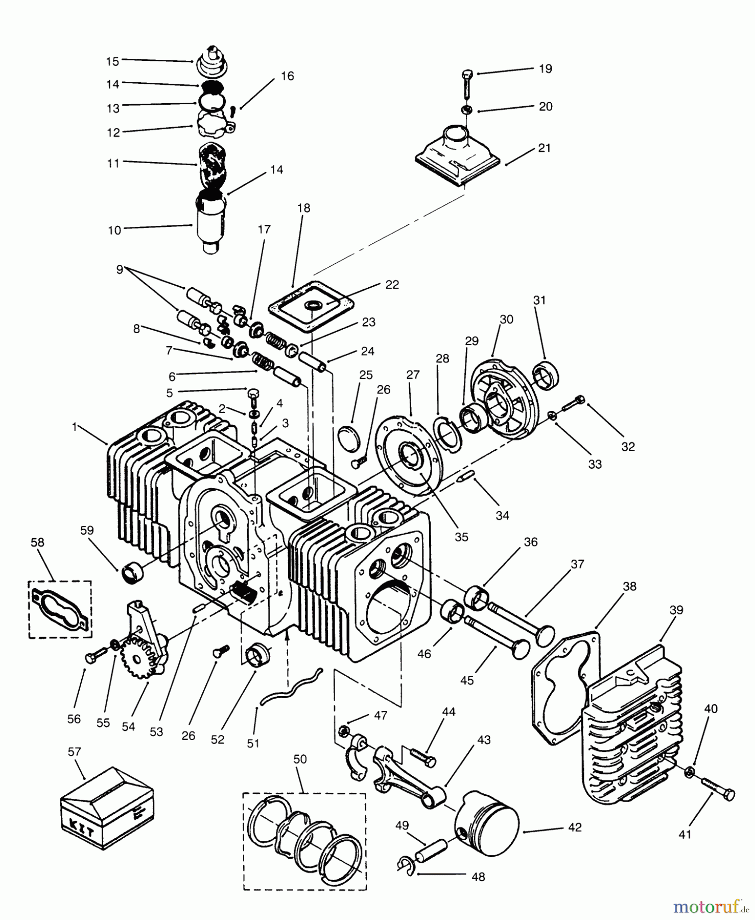 Toro Neu Mowers, Lawn & Garden Tractor Seite 1 73520 (520-H) - Toro 520-H Garden Tractor, 1995 (5900001-5900177) ENGINE CYLINDER BLOCK