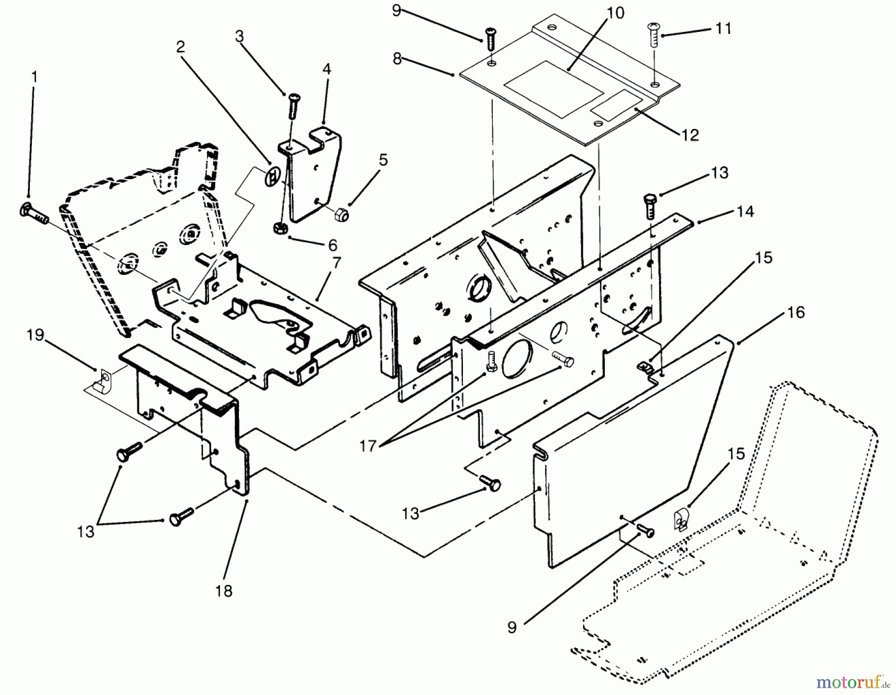Toro Neu Mowers, Lawn & Garden Tractor Seite 1 73520 (520-H) - Toro 520-H Garden Tractor, 1995 (5900001-5900177) HOODSTAND ASSEMBLY